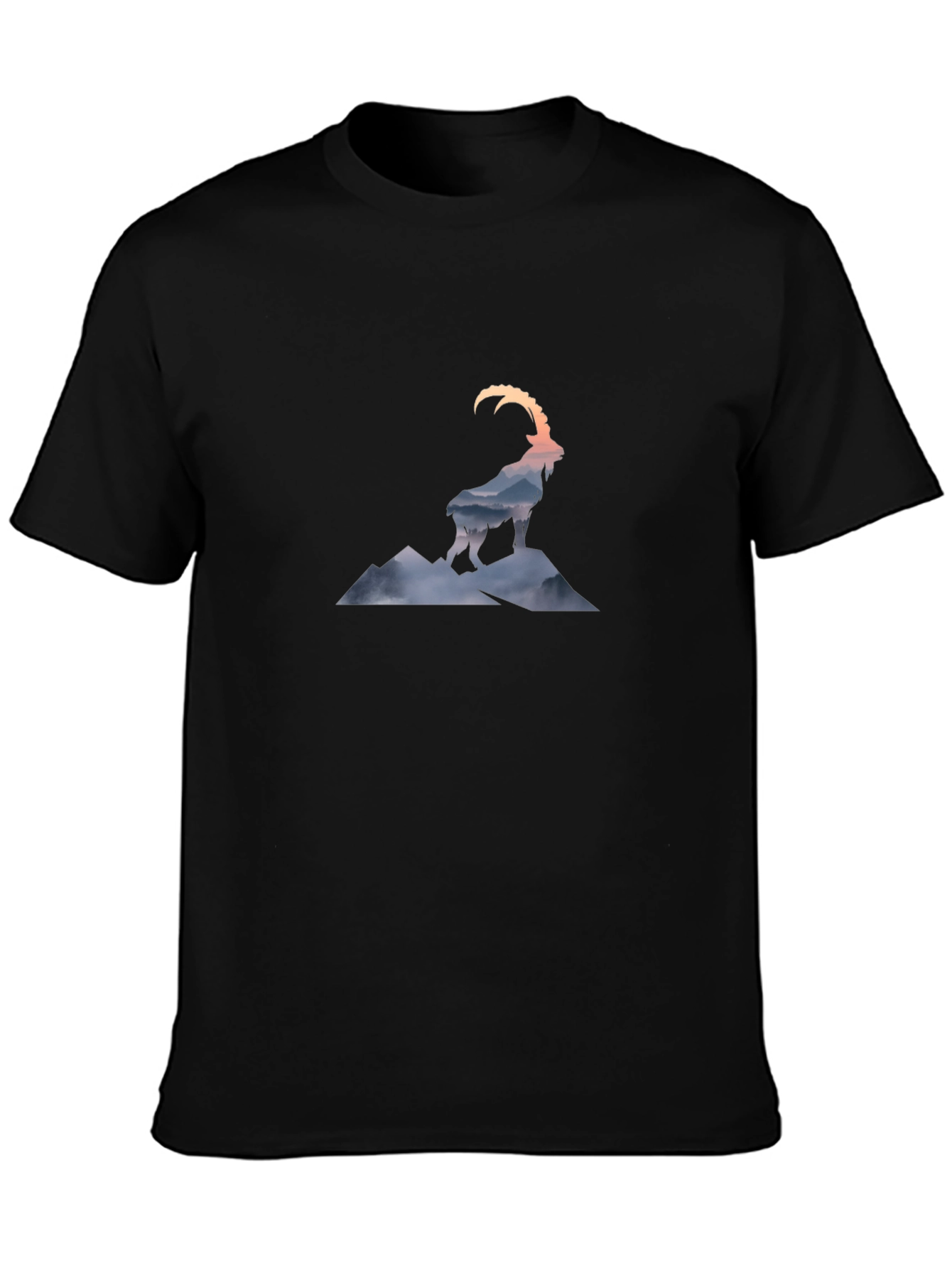 Mountain Goat Graphic Tee - Black Casual T-Shirt