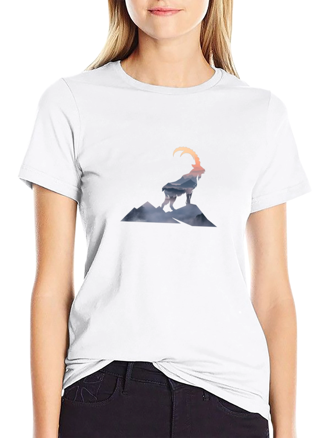 Mountain Goat Graphic Tee - Black Casual T-Shirt