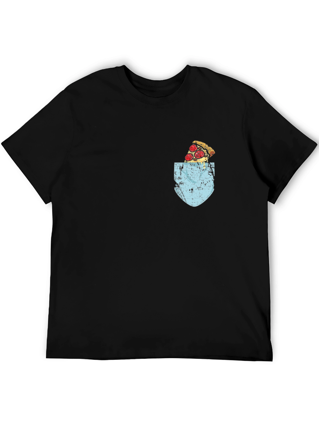 Pizza Pocket Graphic Tee - Black Crew Neck T-Shirt