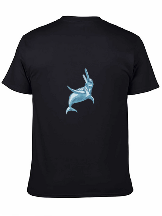 Black T-Shirt with Dolphin Graphic