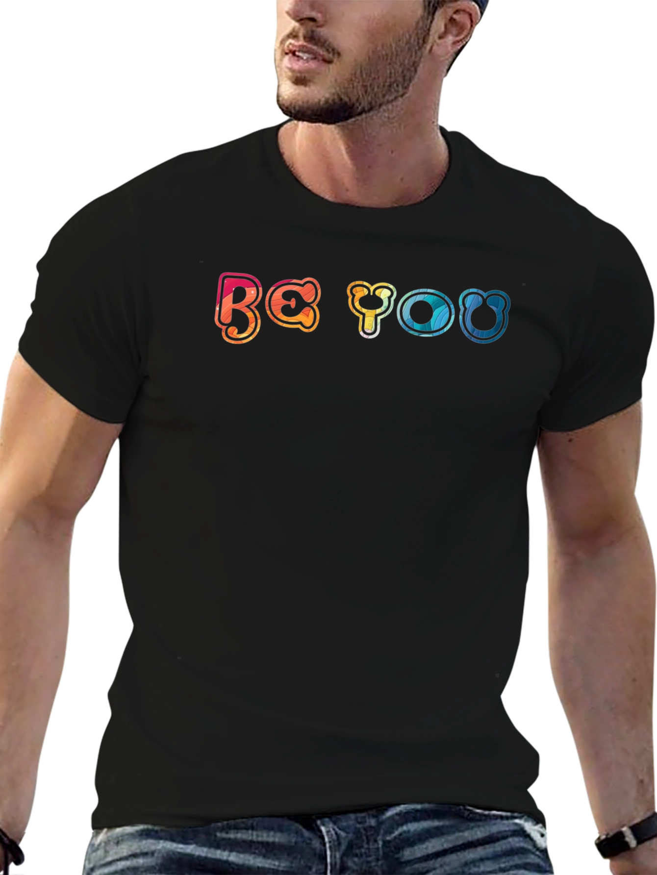 Be You Graphic Tee - Black Cotton Blend