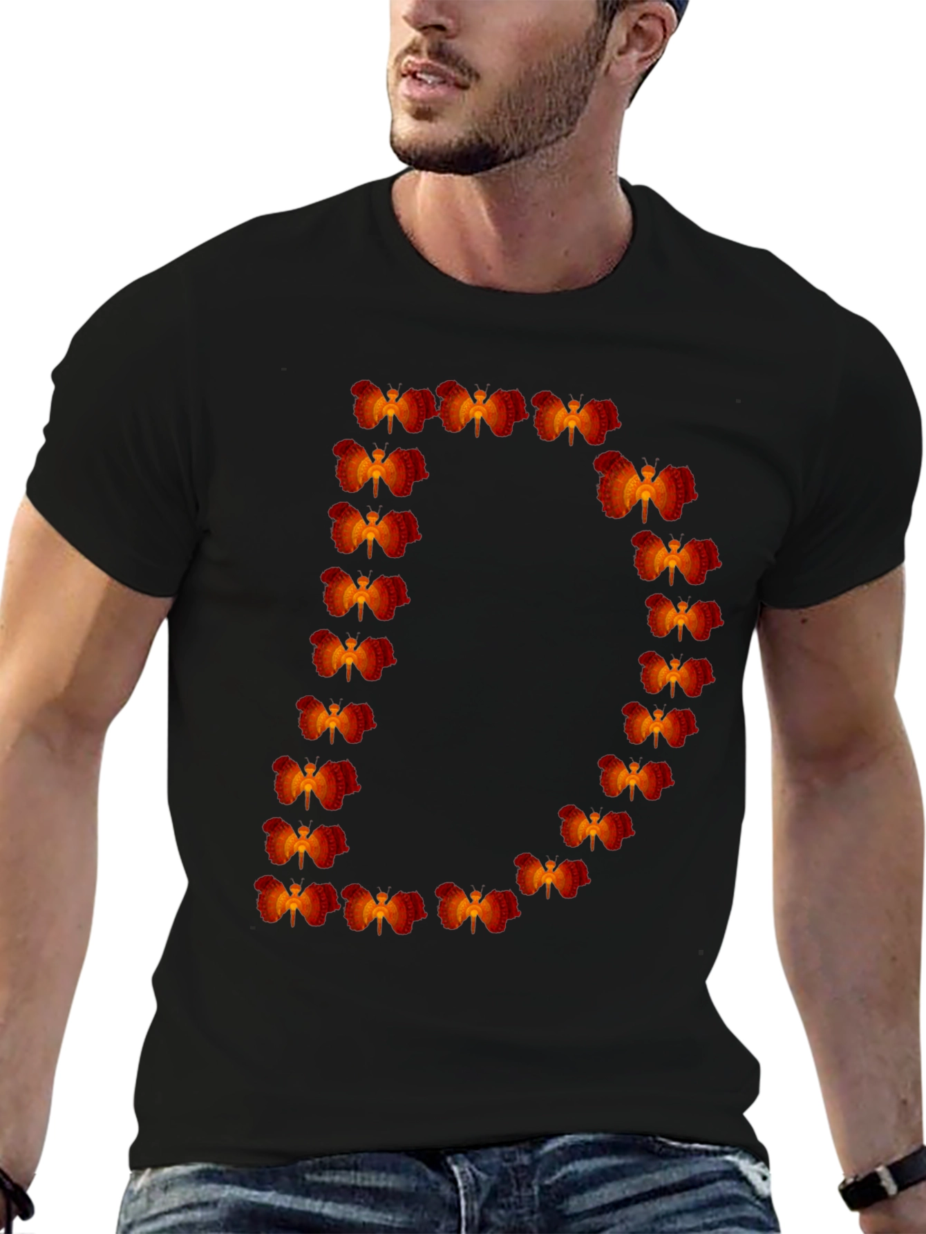 Unique D Dragonfly Graphic Tee - Black
