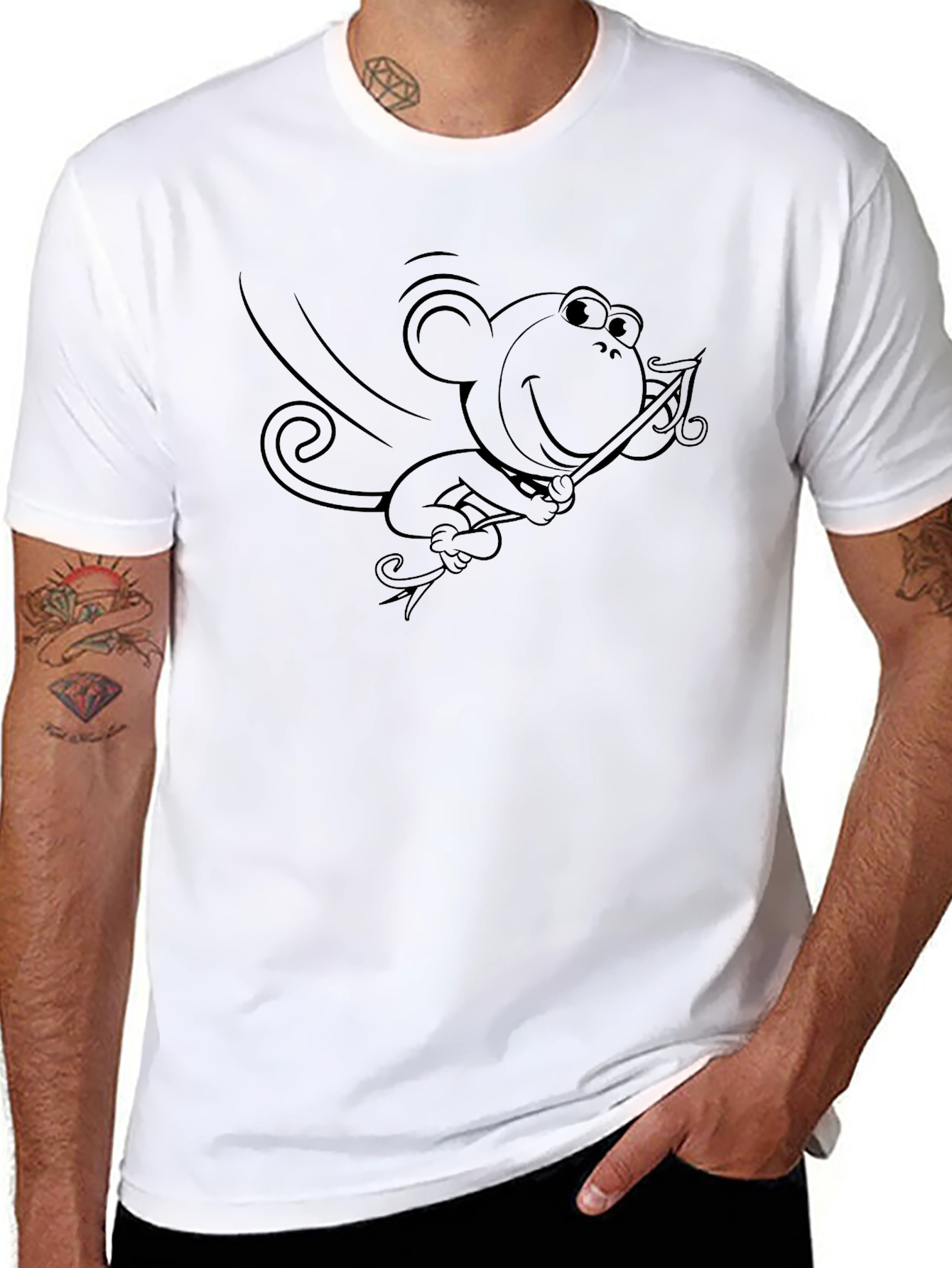 Monkey Rider Black Graphic Tee