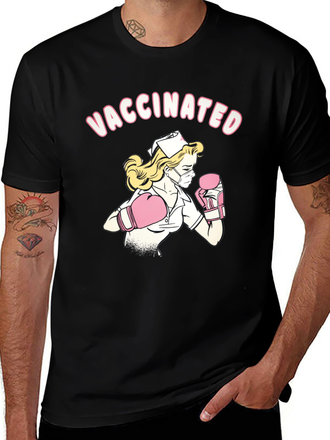 Vaccinated Nurse Boxer T-Shirt