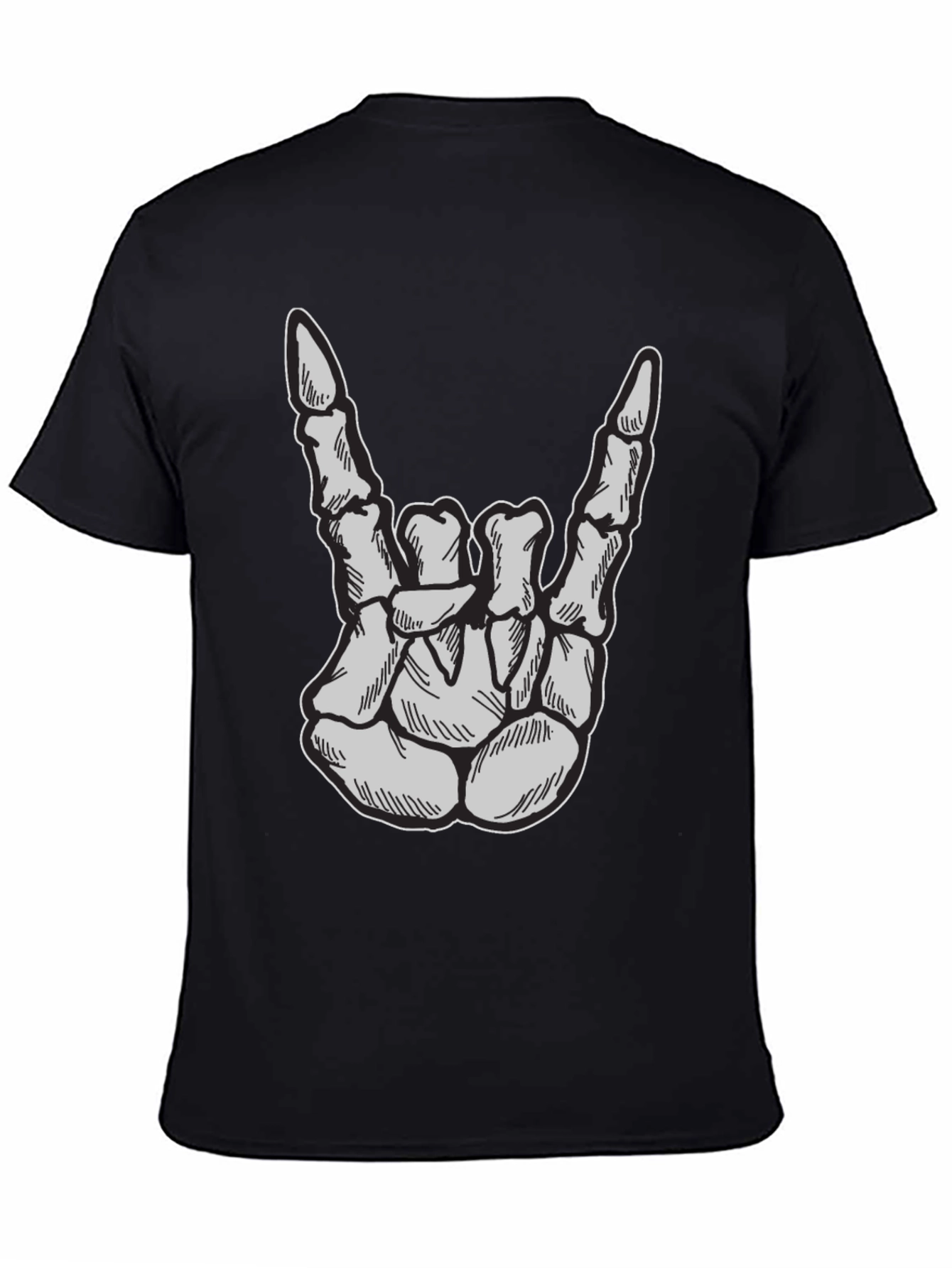 Skeleton Hand Rock On T-Shirt - Black
