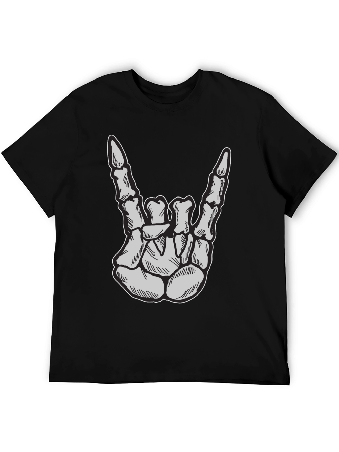 Skeleton Hand Rock On T-Shirt - Black
