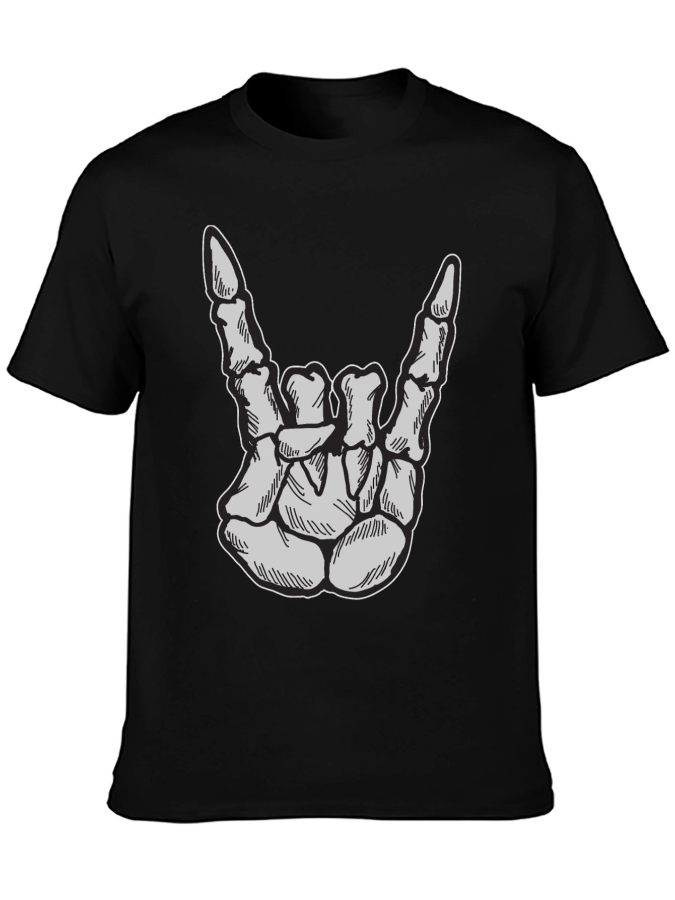 Skeleton Hand Rock On T-Shirt - Black