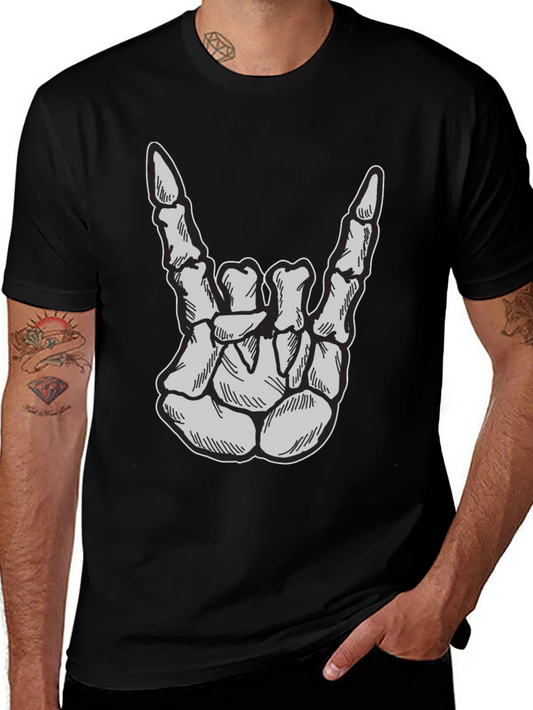 Skeleton Hand Rock On T-Shirt - Black