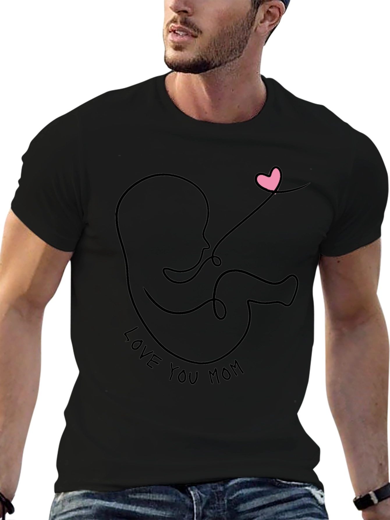 Love You Mom Black Graphic Tee