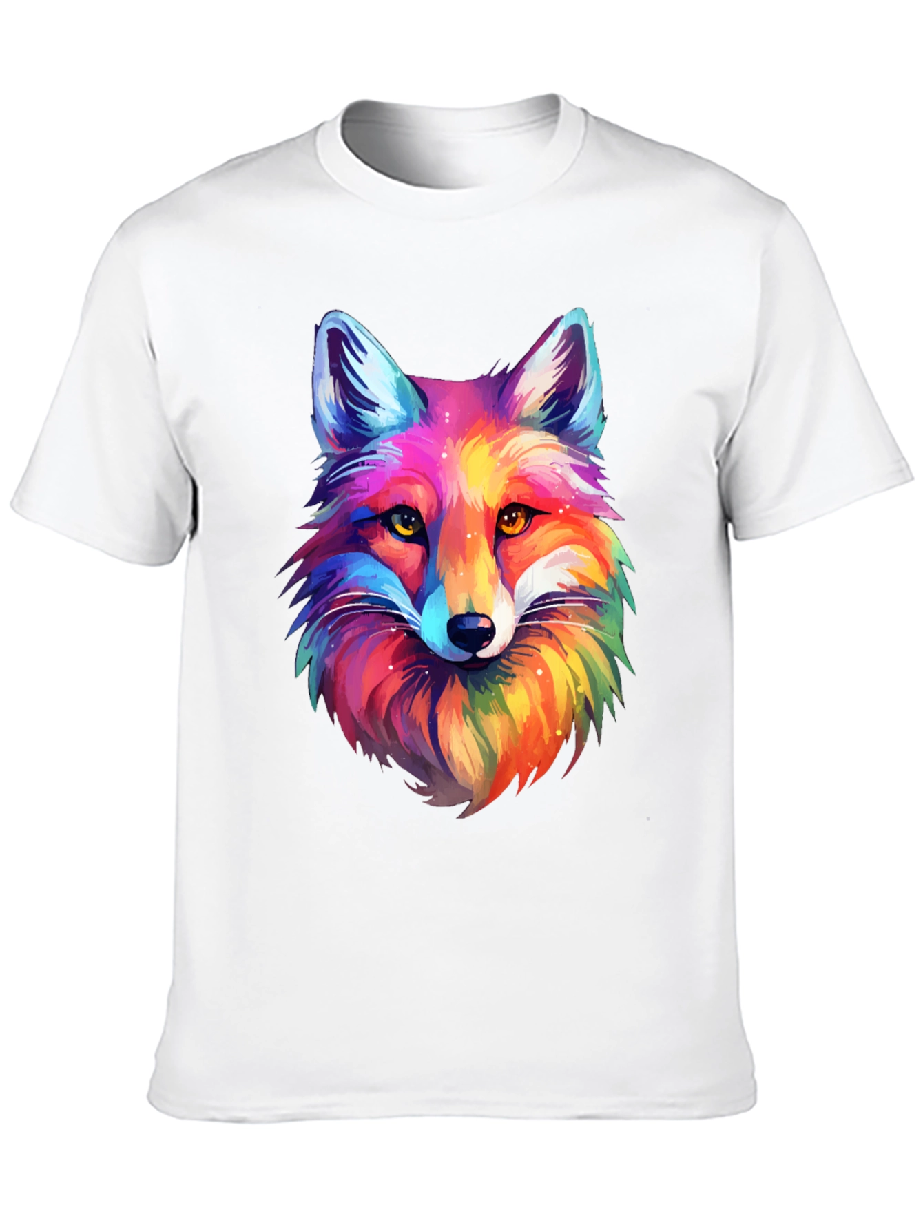 Vibrant Rainbow Fox Graphic Tee - Unisex Black T-Shirt