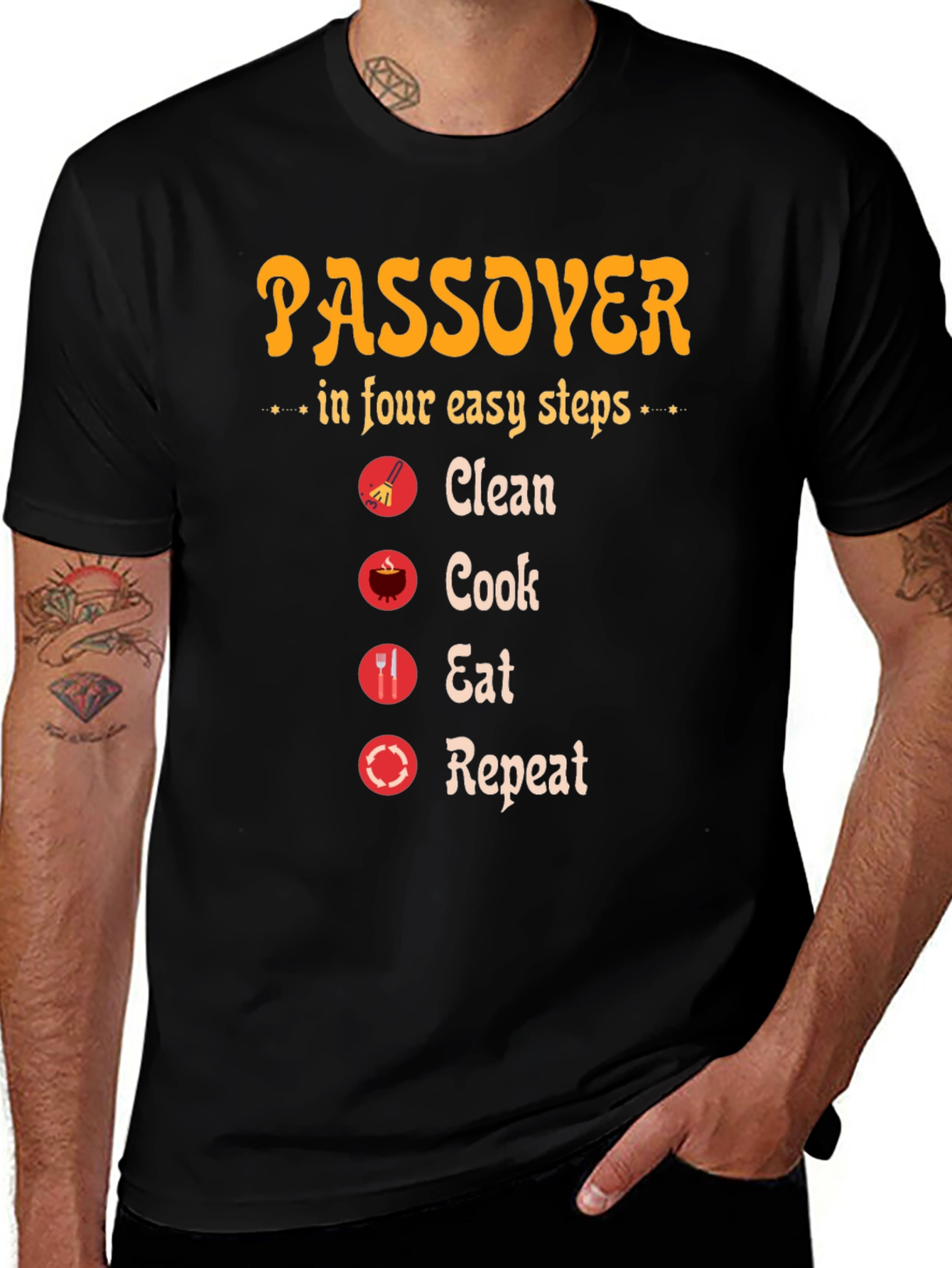 Passover Steps T-Shirt: Clean Cook Eat Repeat