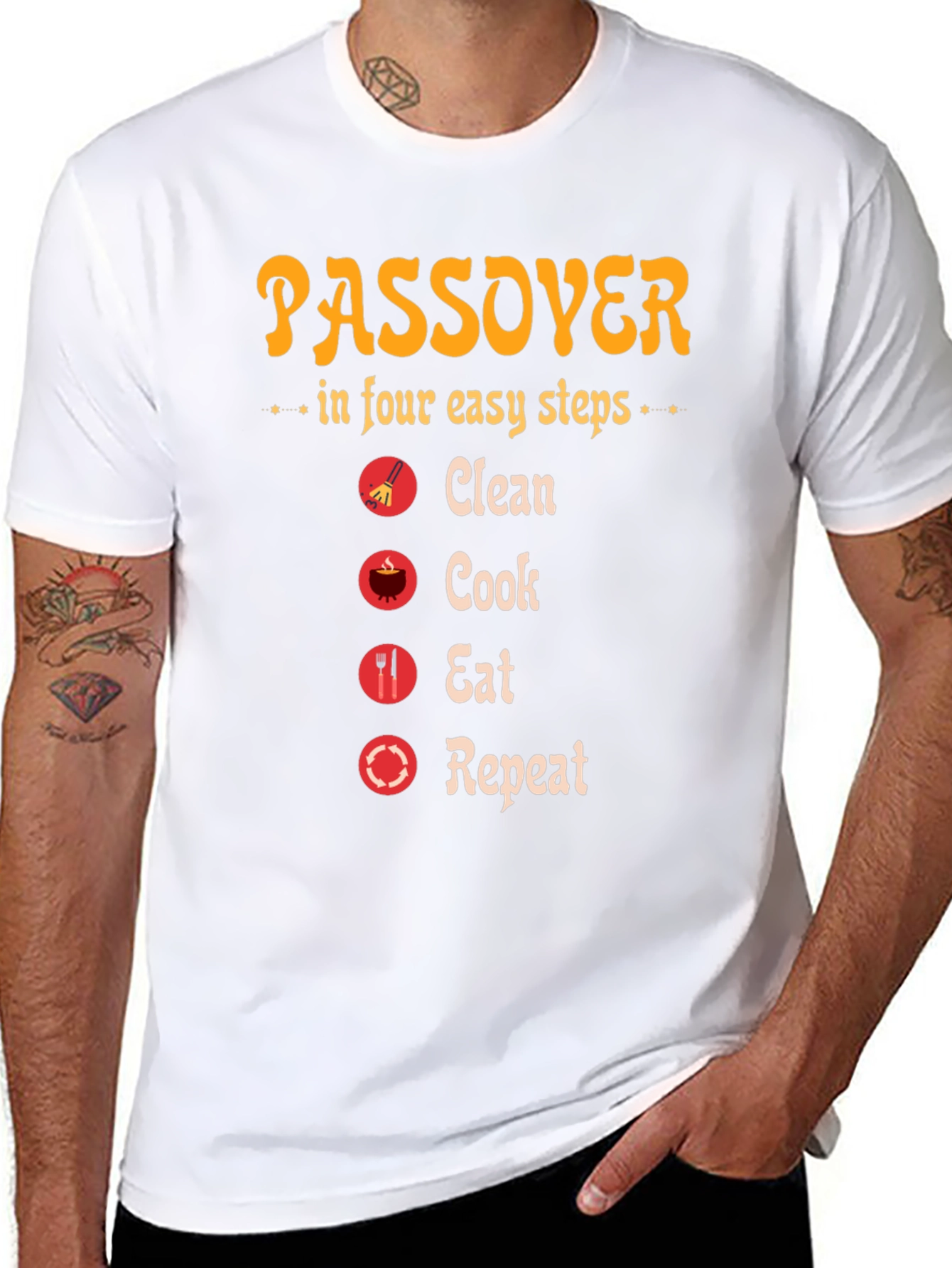 Passover Steps T-Shirt: Clean Cook Eat Repeat