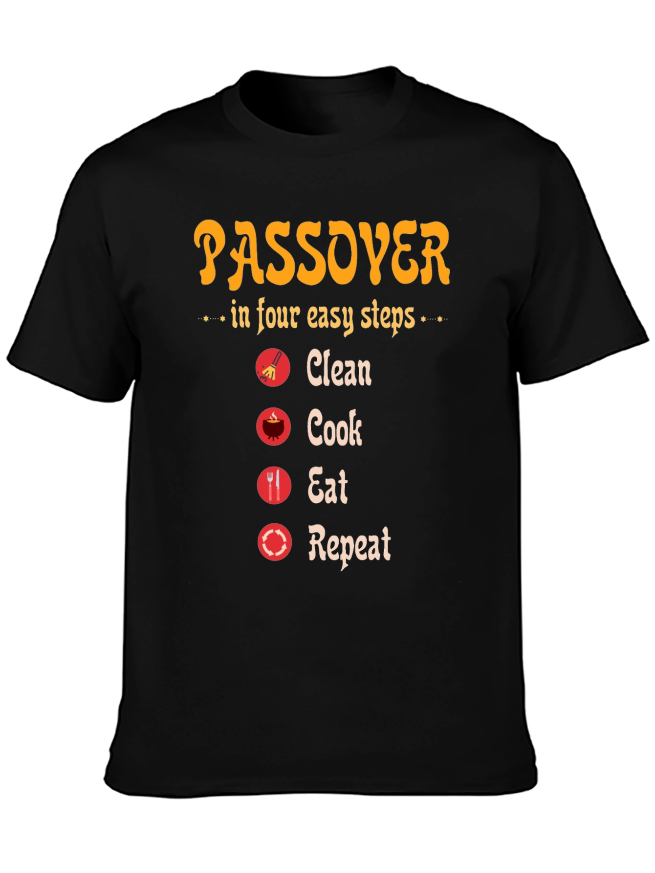 Passover Steps T-Shirt: Clean Cook Eat Repeat