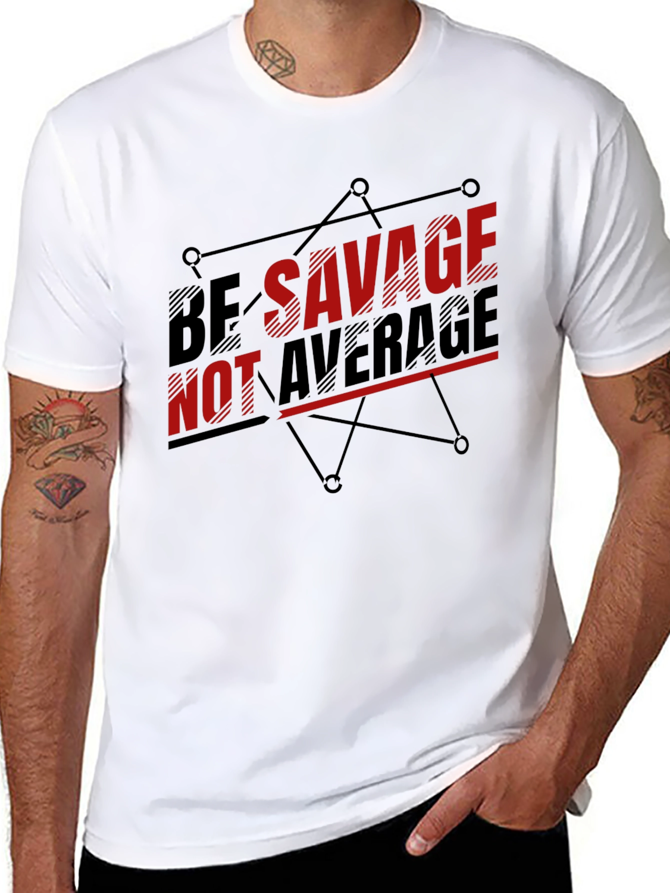 Be Savage Not Average Black Graphic T-Shirt