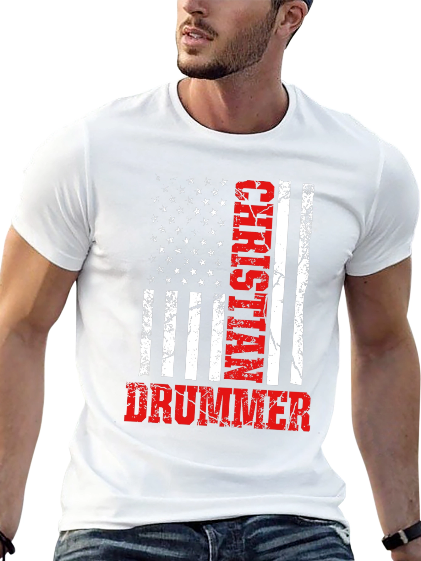 Christian Drummer American Flag T-Shirt