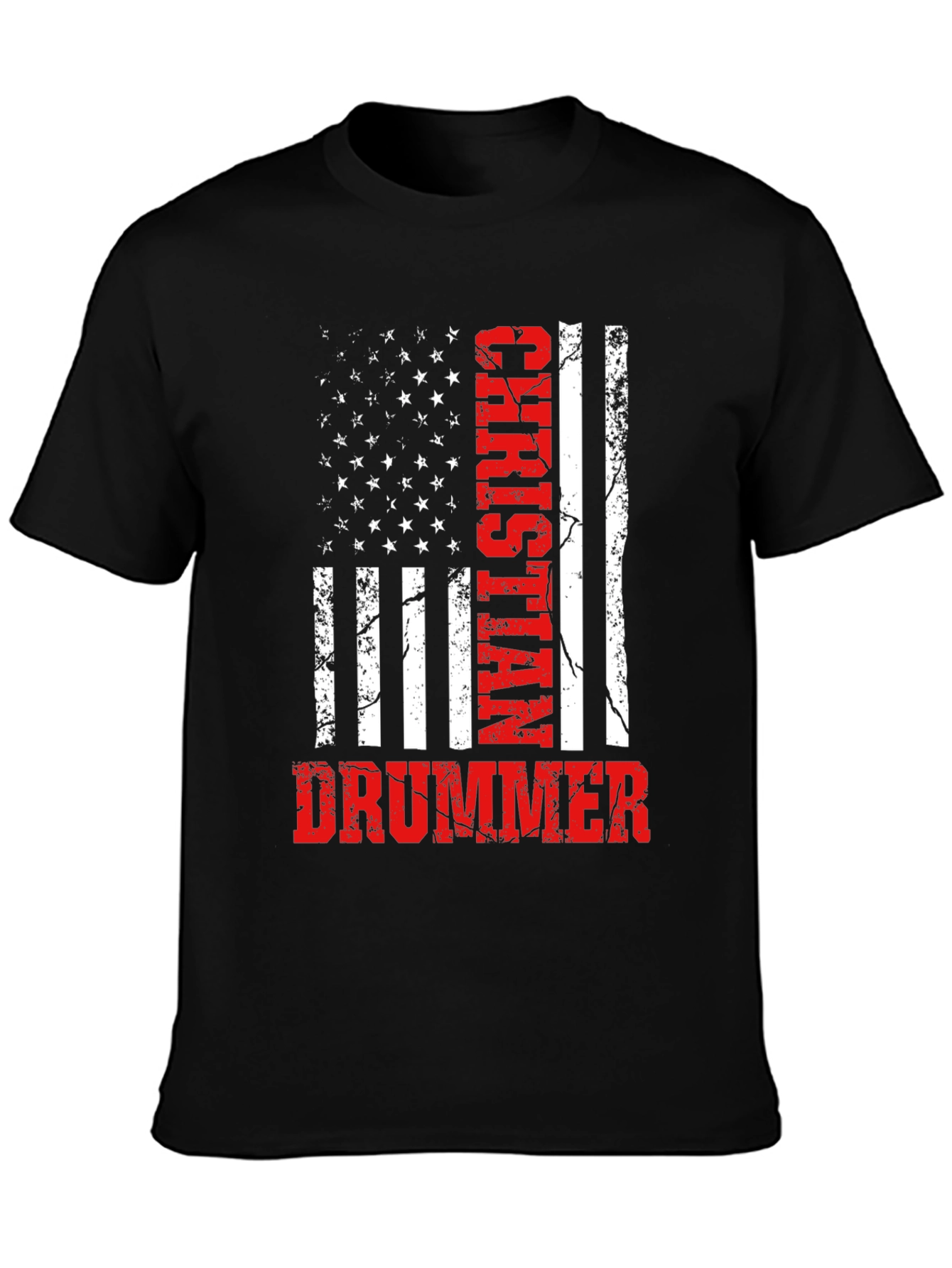 Christian Drummer American Flag T-Shirt