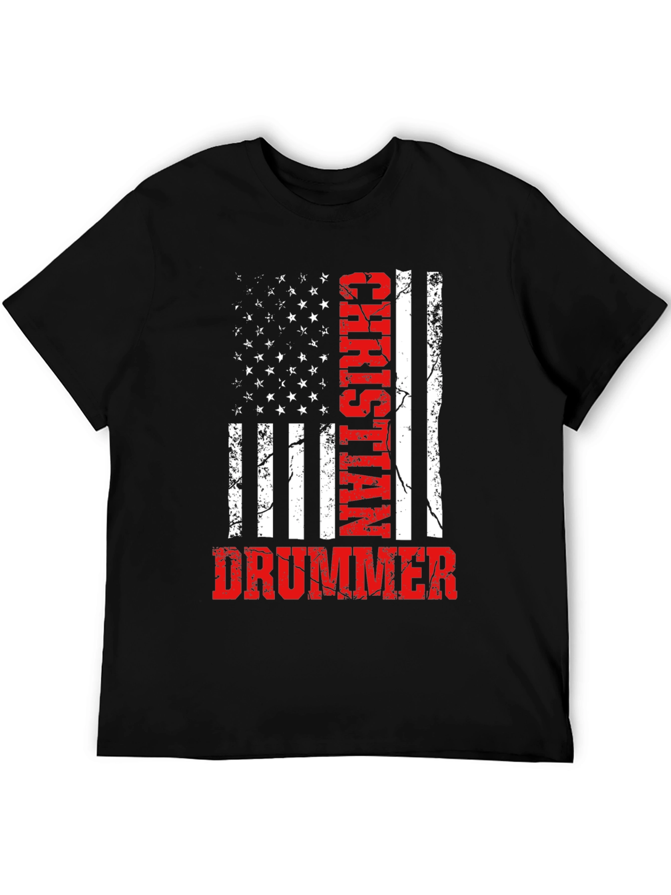 Christian Drummer American Flag T-Shirt