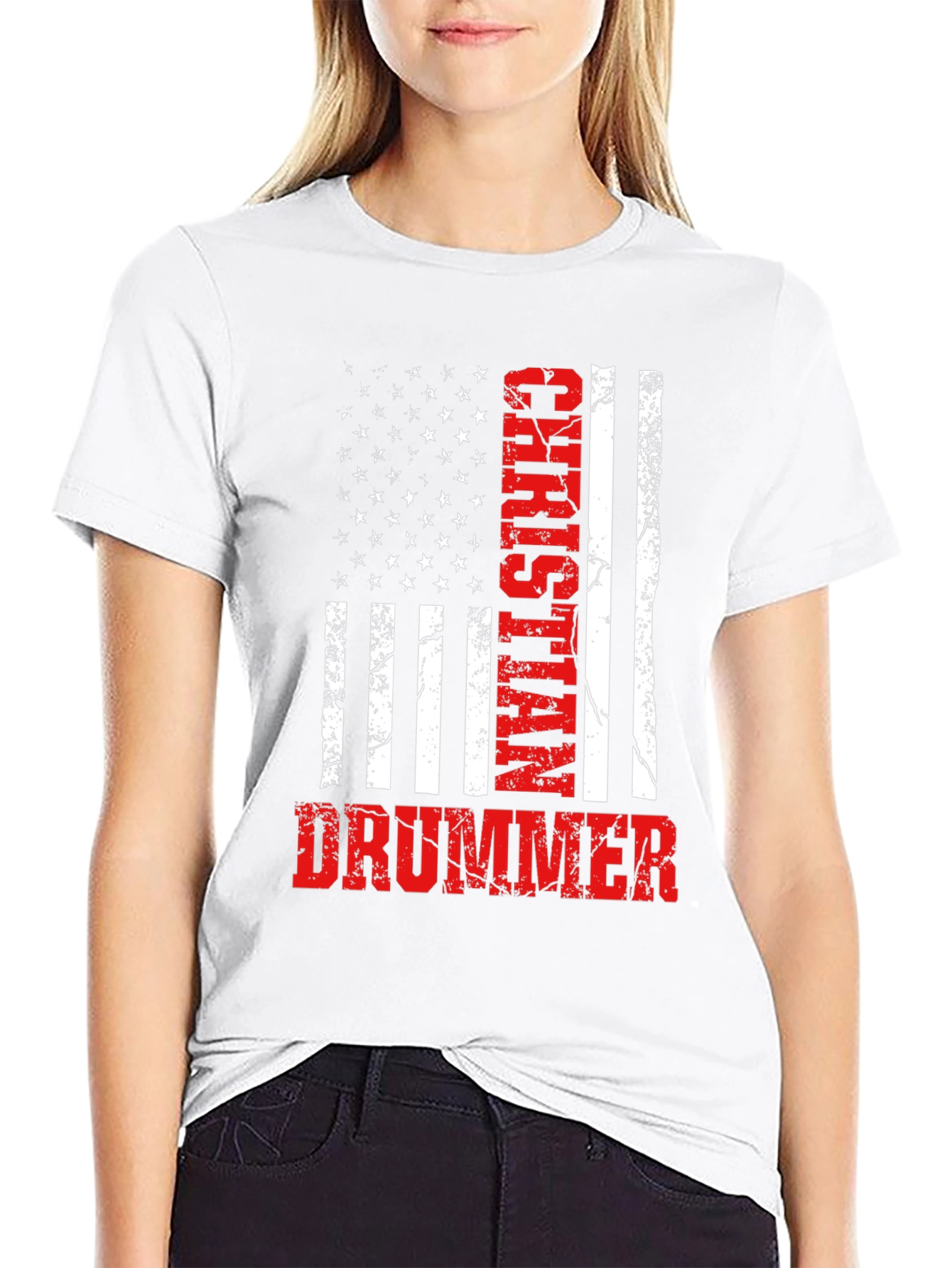 Christian Drummer American Flag T-Shirt