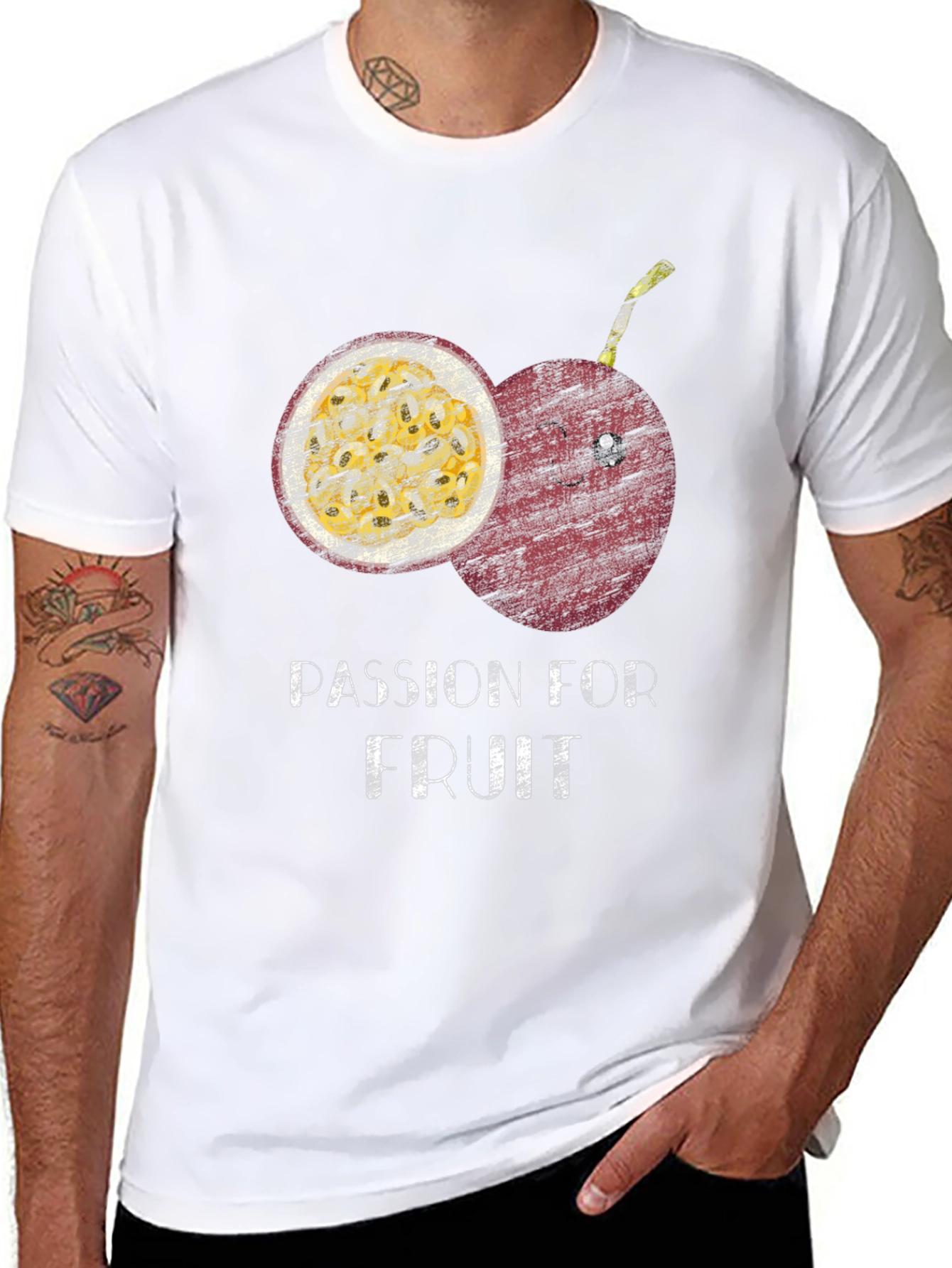Passion Fruit Graphic Print Mens Black T-shirt