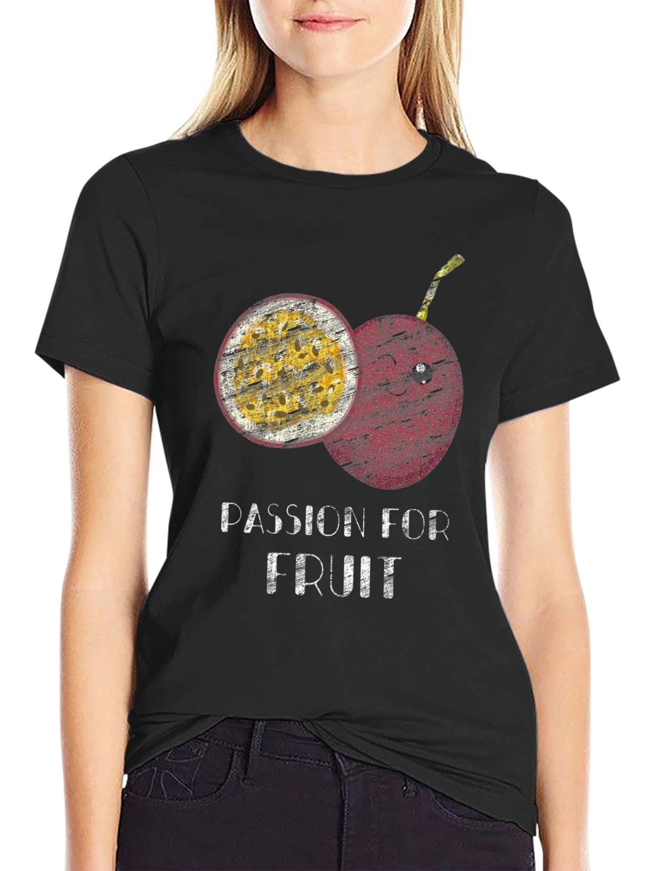 Passion Fruit Graphic Print Mens Black T-shirt