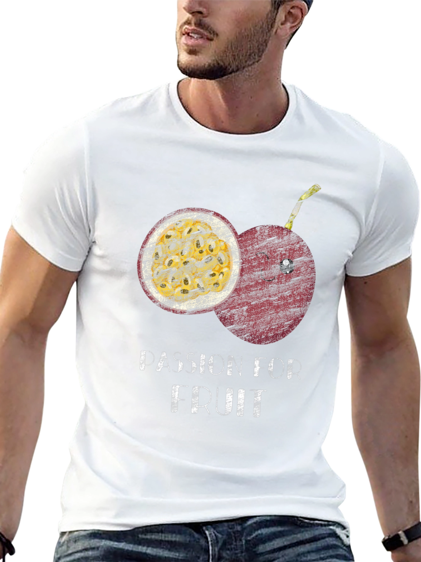 Passion Fruit Graphic Print Mens Black T-shirt