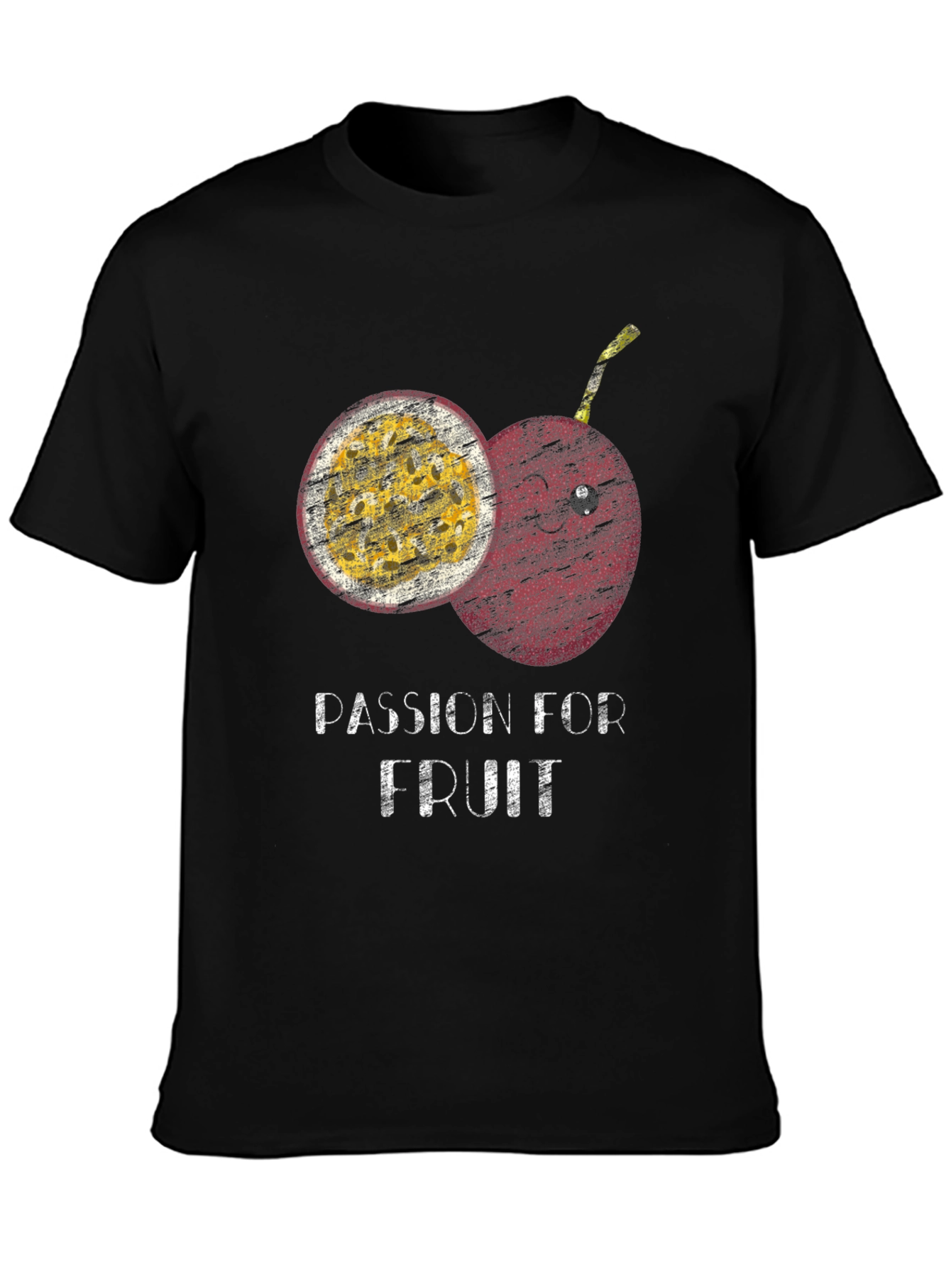 Passion Fruit Graphic Print Mens Black T-shirt