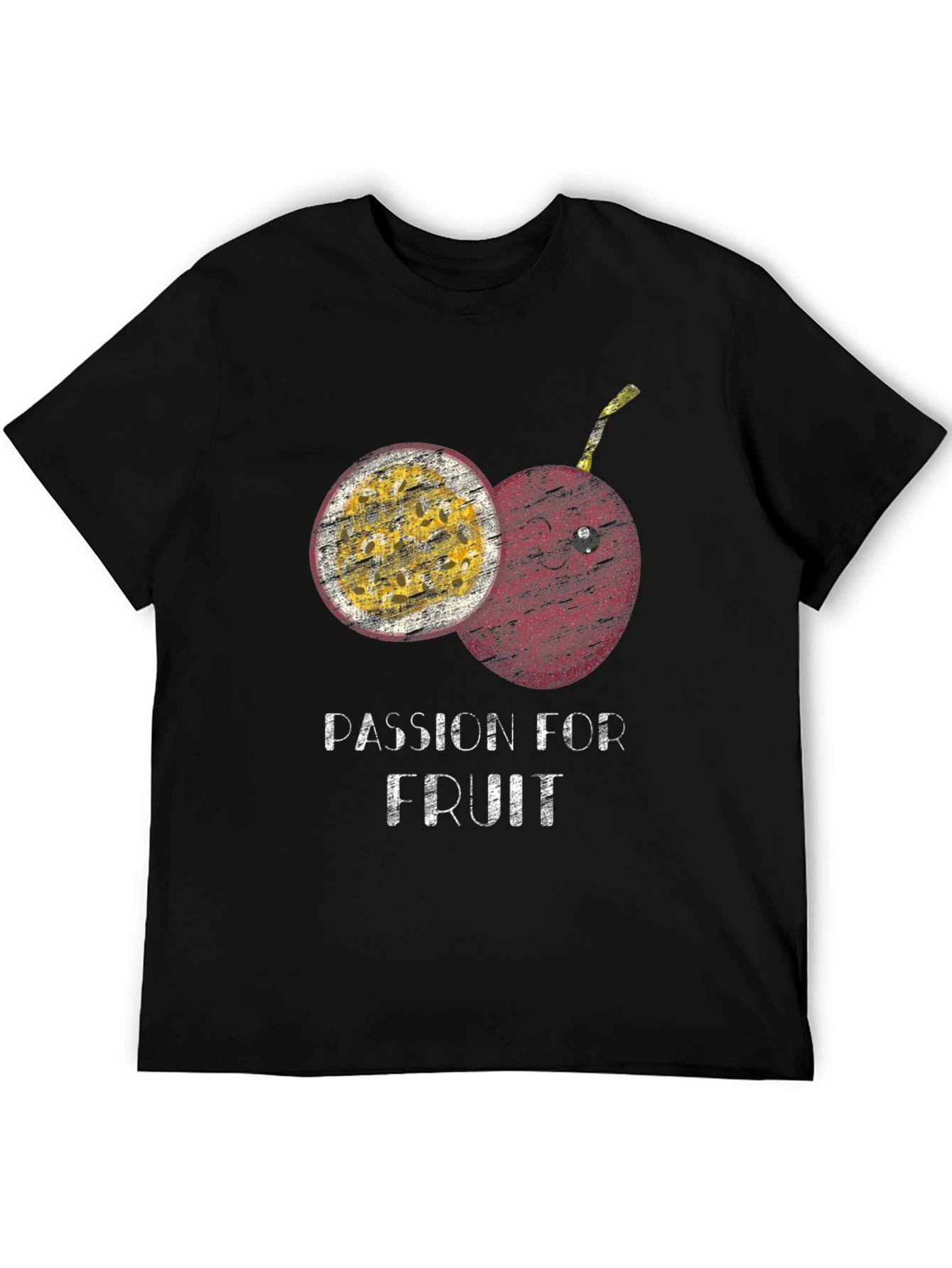 Passion Fruit Graphic Print Mens Black T-shirt