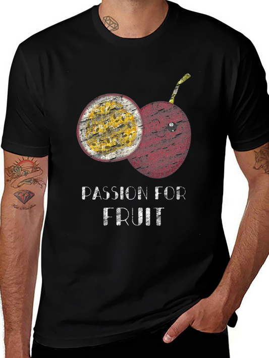 Passion Fruit Graphic Print Mens Black T-shirt