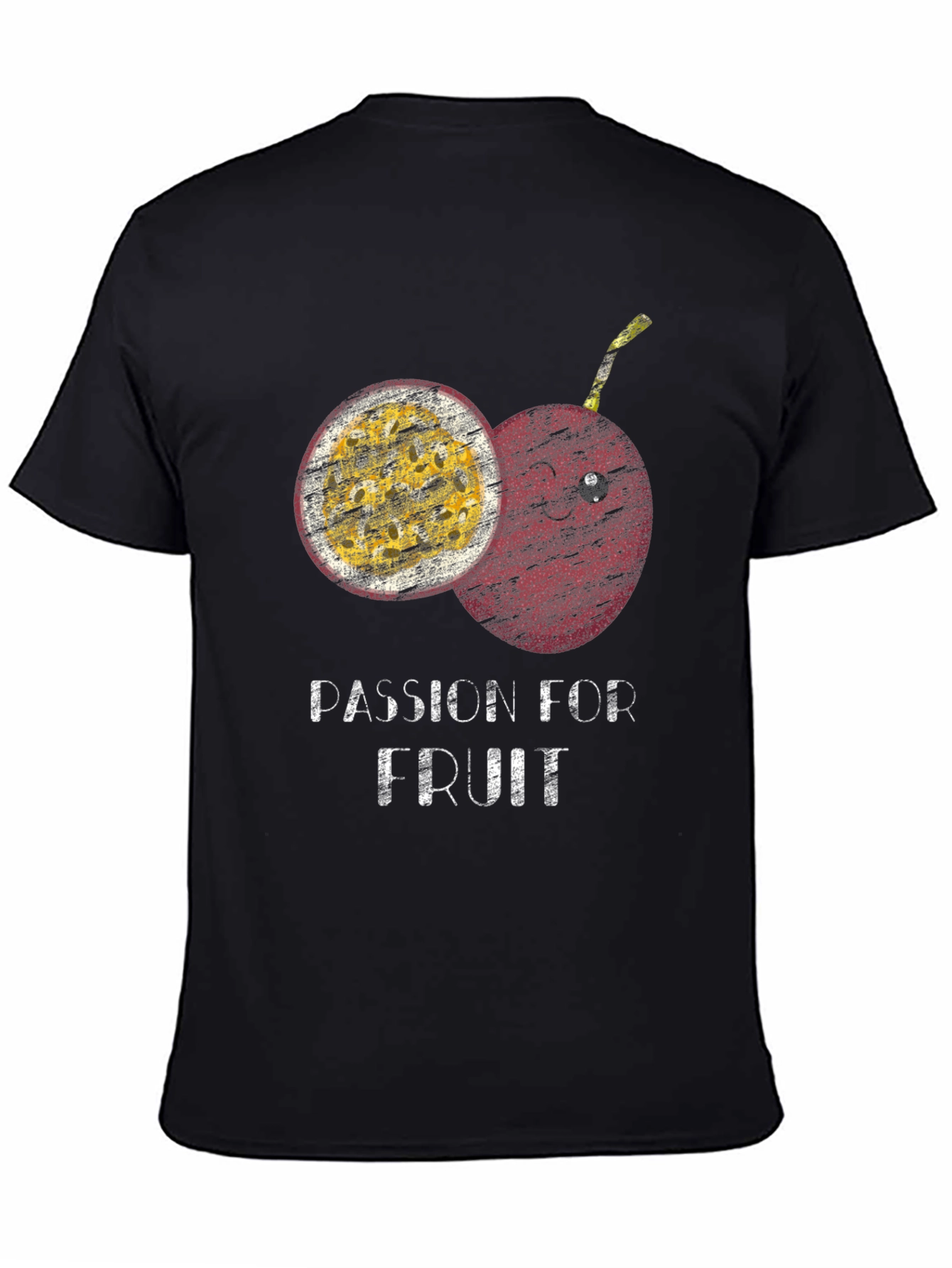 Passion Fruit Graphic Print Mens Black T-shirt