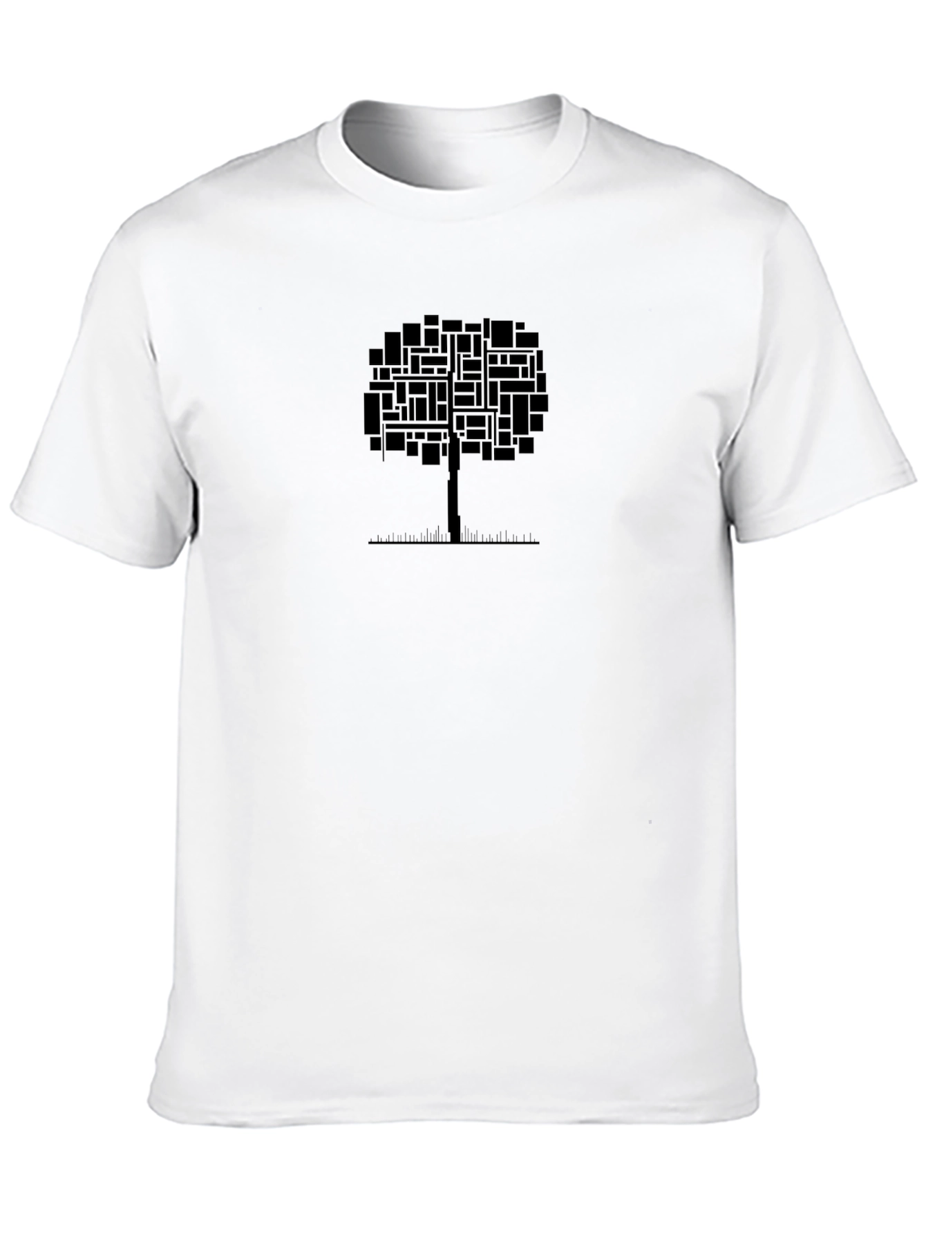 Modern Tree Graphic Tee - Soft Black Cotton