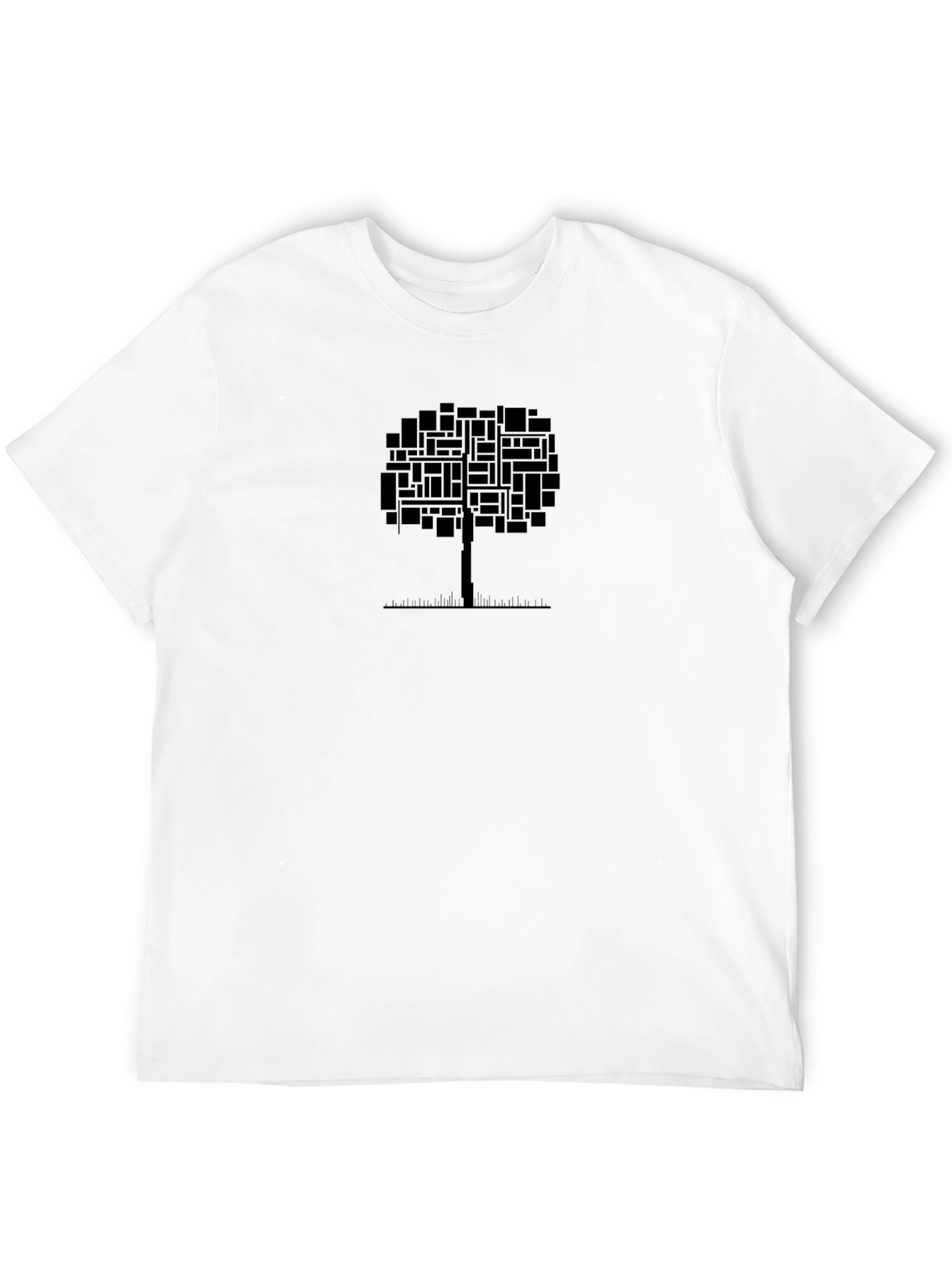 Modern Tree Graphic Tee - Soft Black Cotton