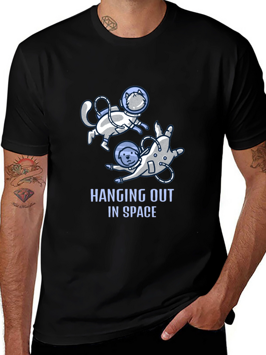 Hanging Out In Space T-Shirt Cat and Dog Astronauts