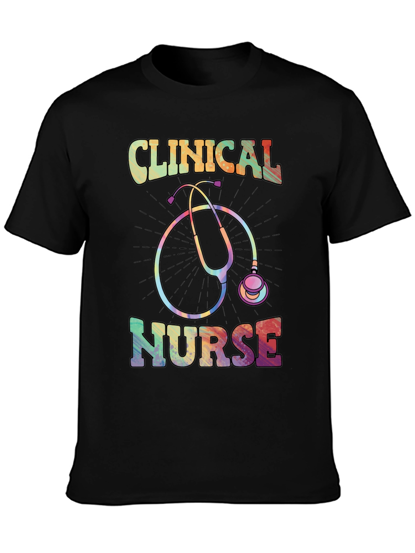 Clinical Nurse Graphic Tee - Rainbow Stethoscope