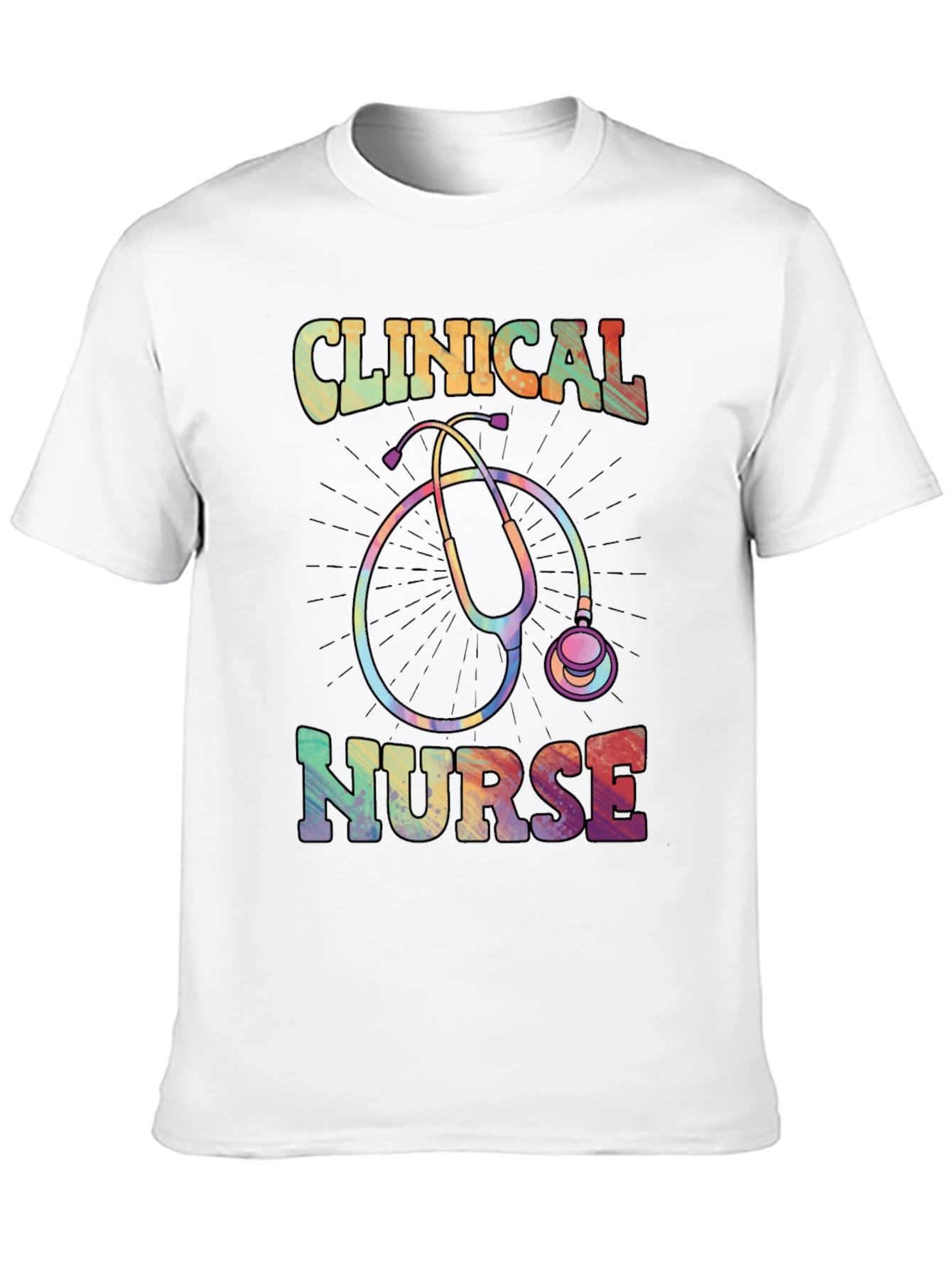 Clinical Nurse Graphic Tee - Rainbow Stethoscope
