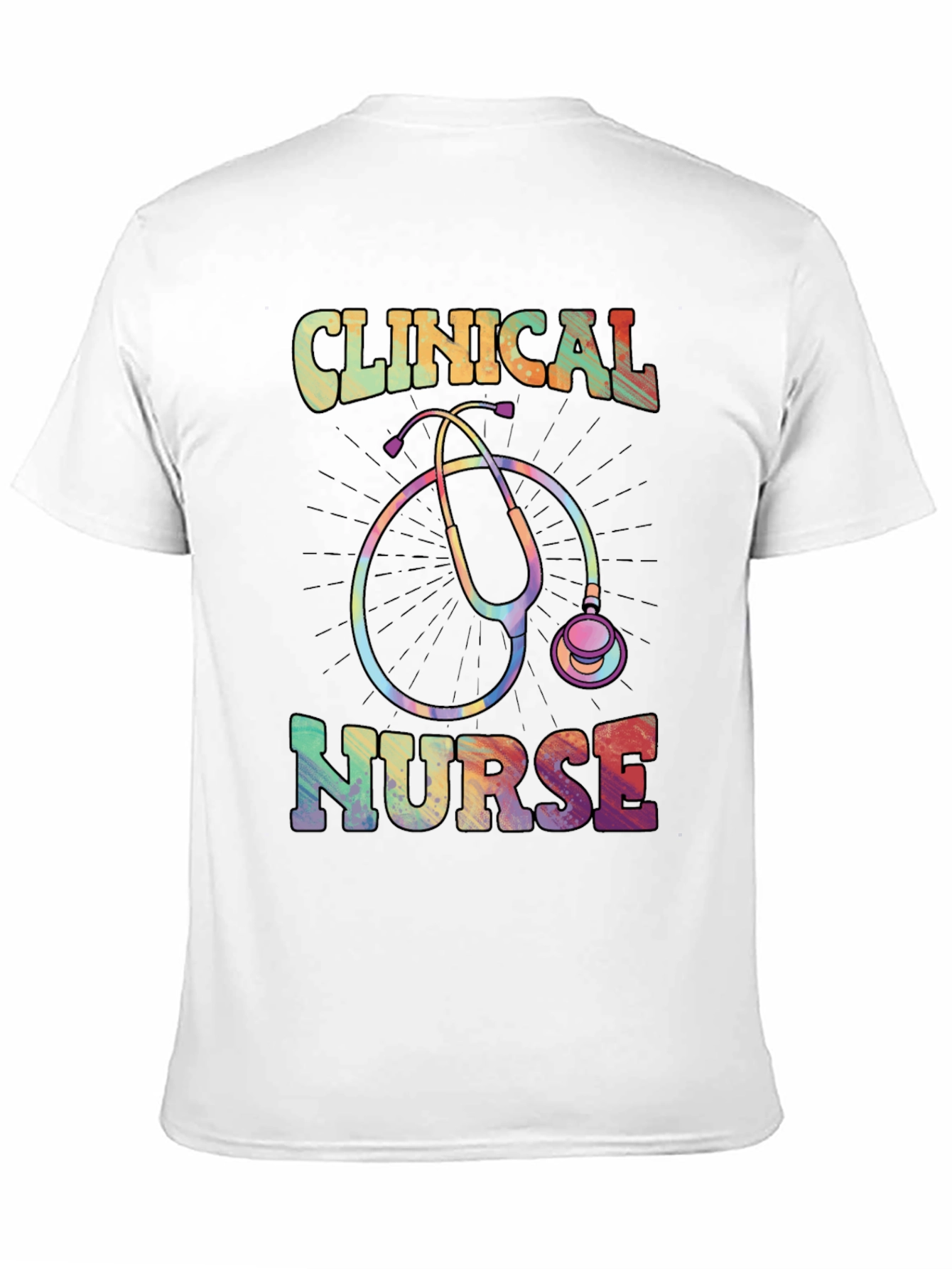 Clinical Nurse Graphic Tee - Rainbow Stethoscope