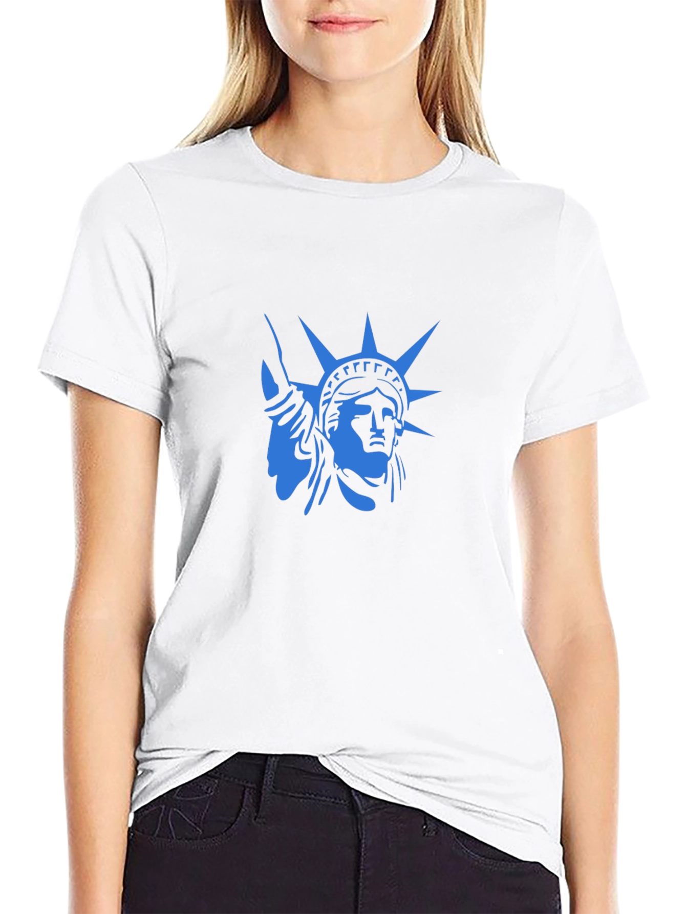Statue of Liberty Graphic T-Shirt - Cool Blue Design