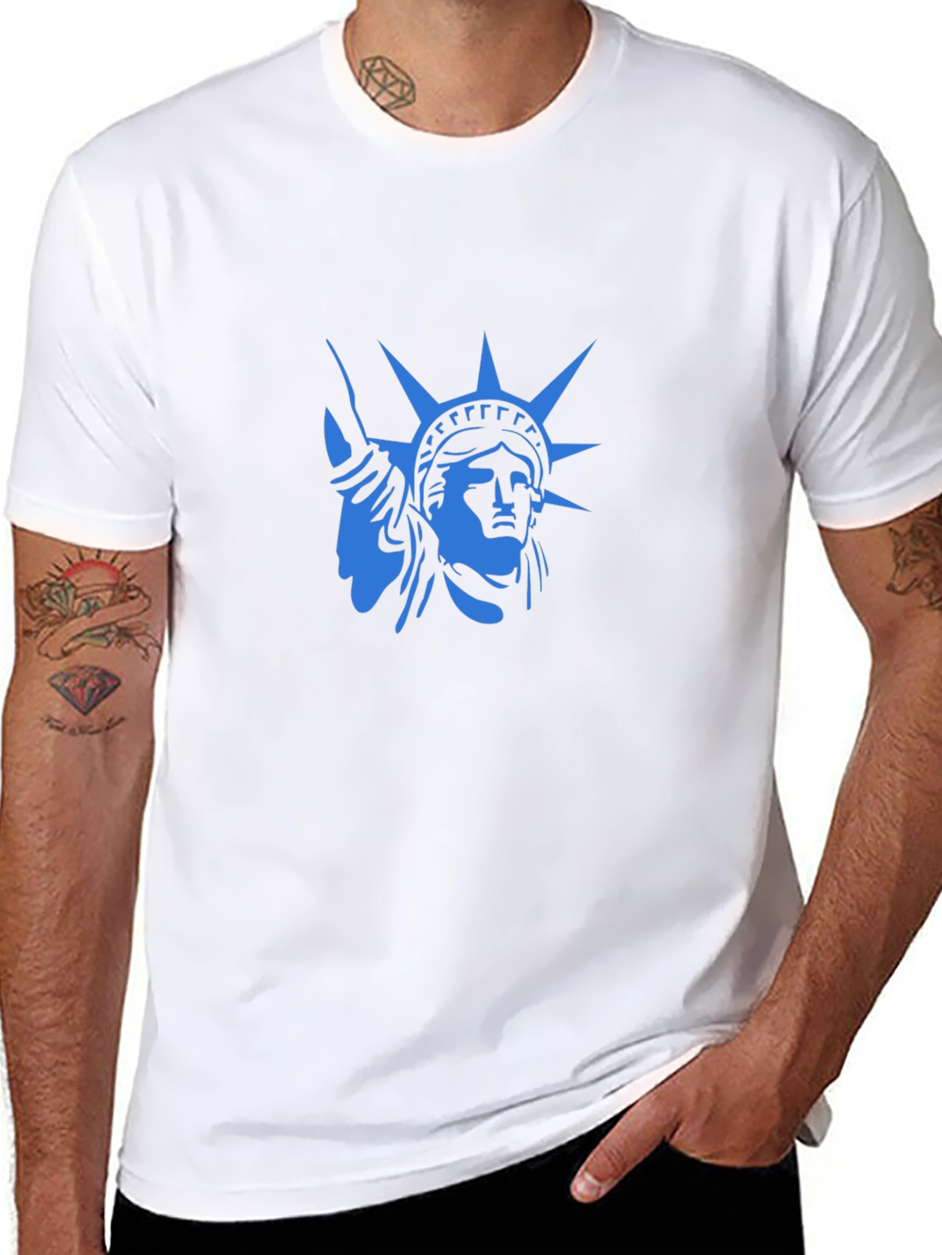 Statue of Liberty Graphic T-Shirt - Cool Blue Design