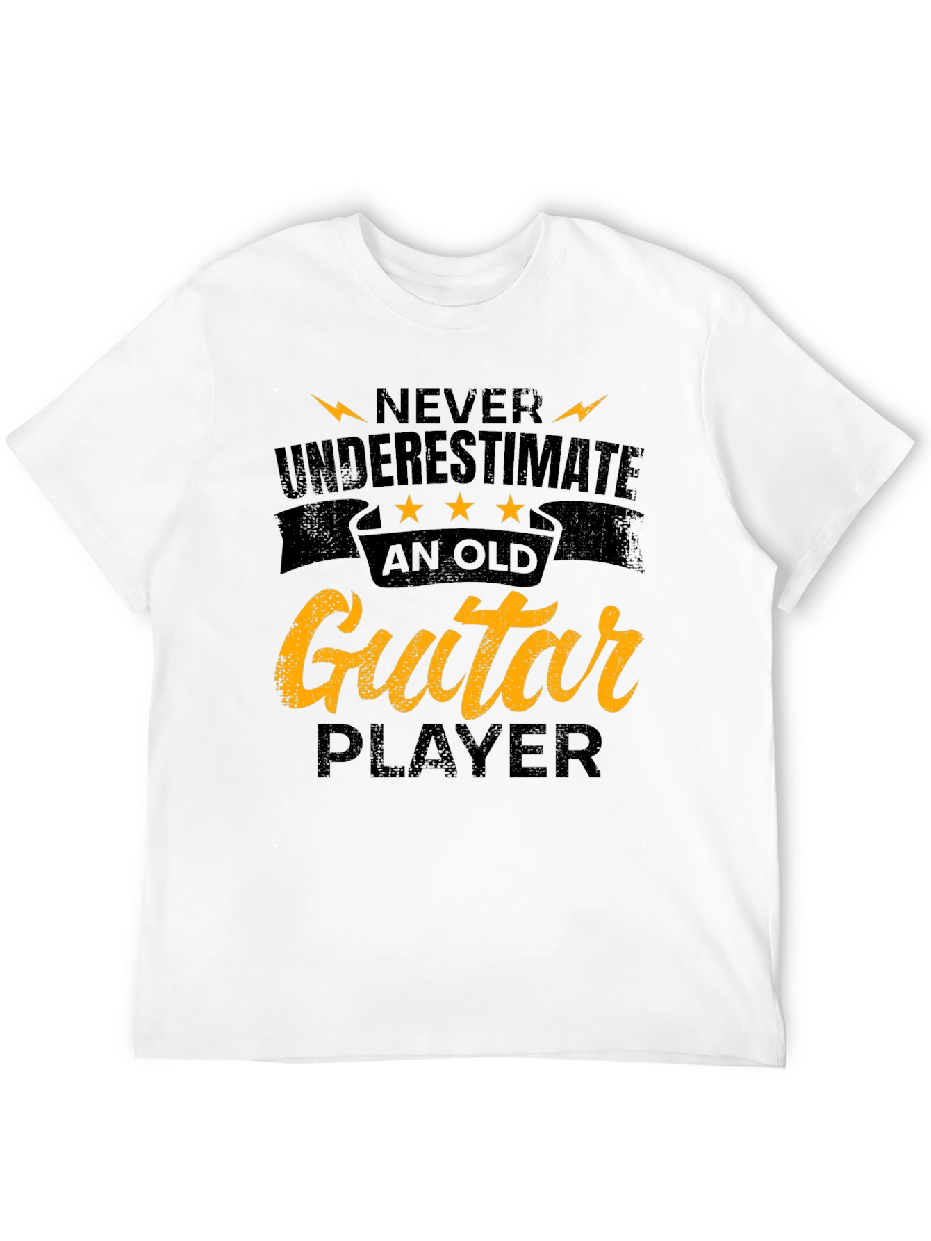 Never Underestimate Old Guitar Player Black Tee