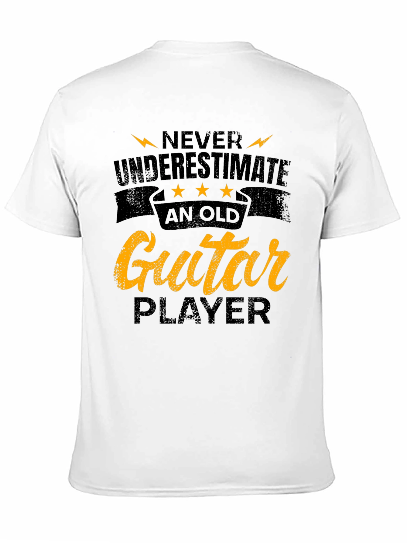 Never Underestimate Old Guitar Player Black Tee