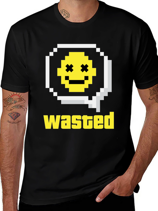 Wasted Pixel Art Graphic Tee - Gamer Style Black T-Shirt