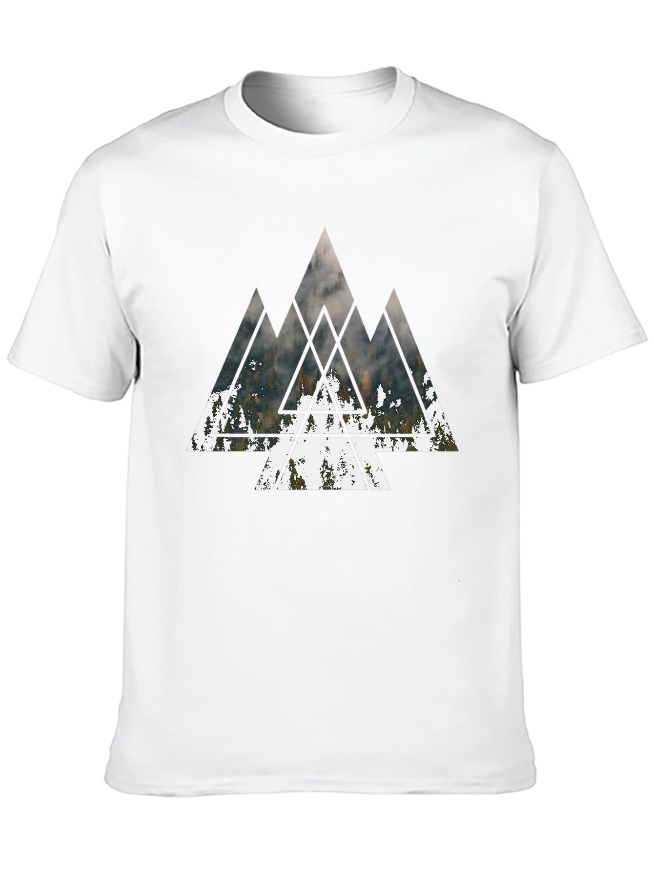 Geometric Mountain Forest Black T-Shirt