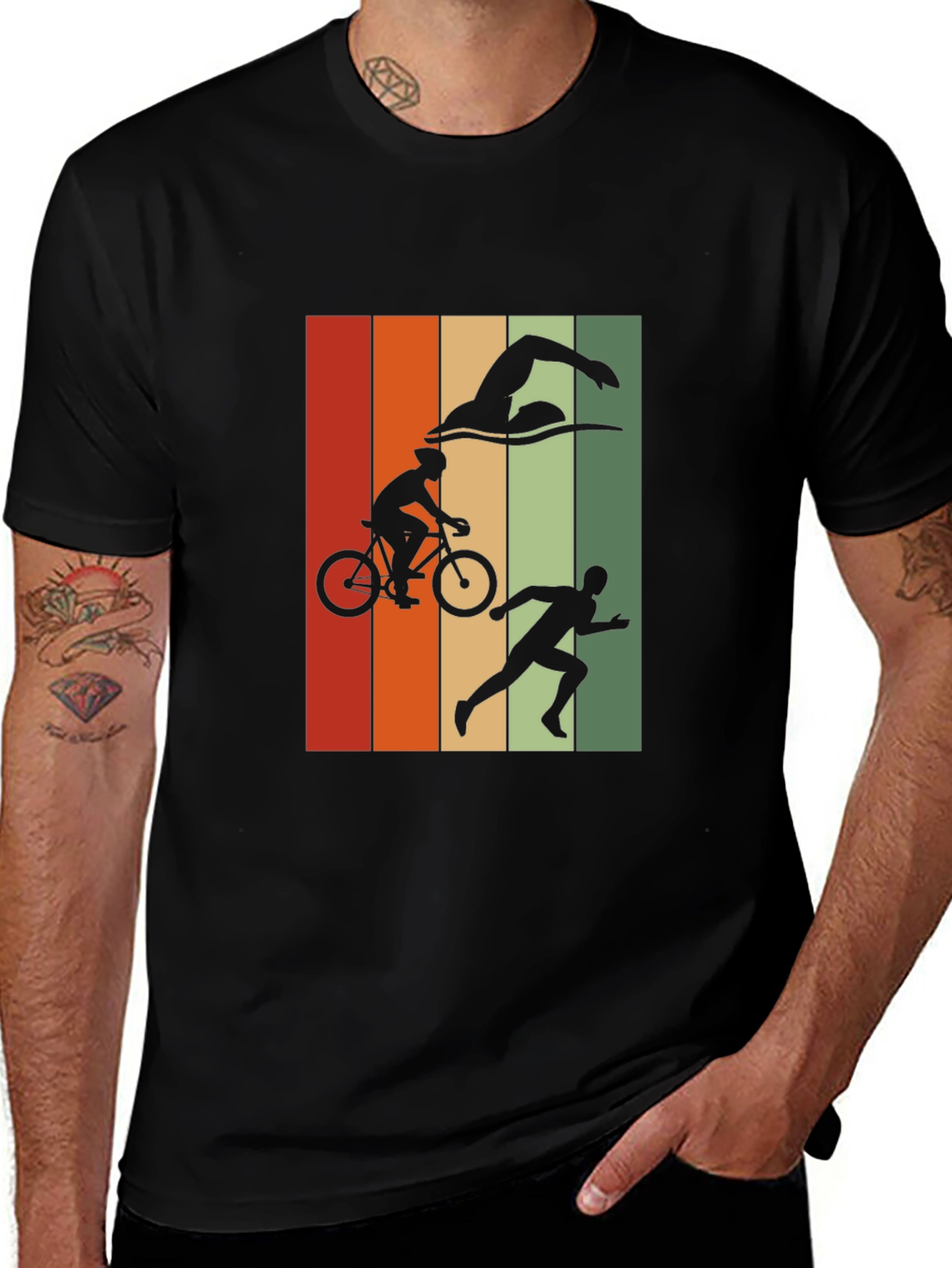 Triathlon Graphic T-Shirt - Black