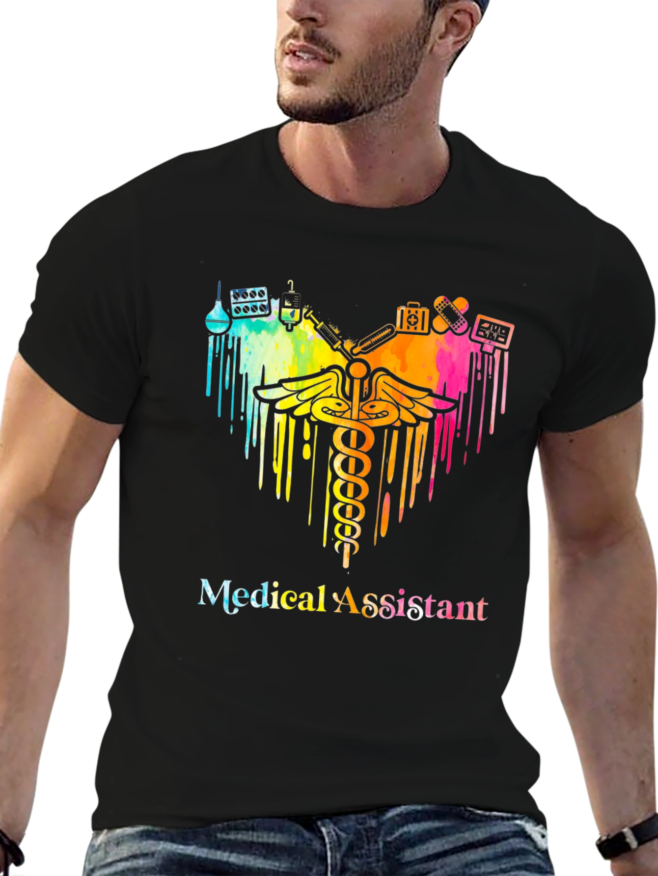 Medical Assistant Rainbow Graphic T-Shirt