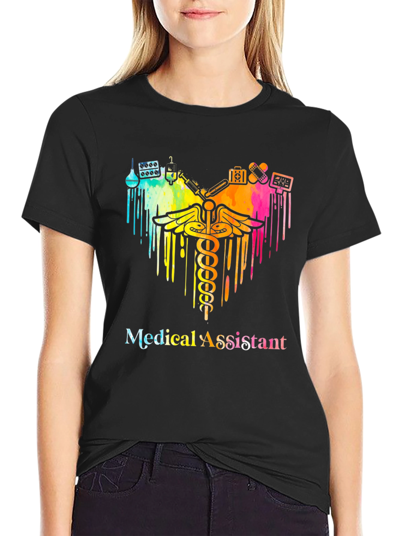 Medical Assistant Rainbow Graphic T-Shirt