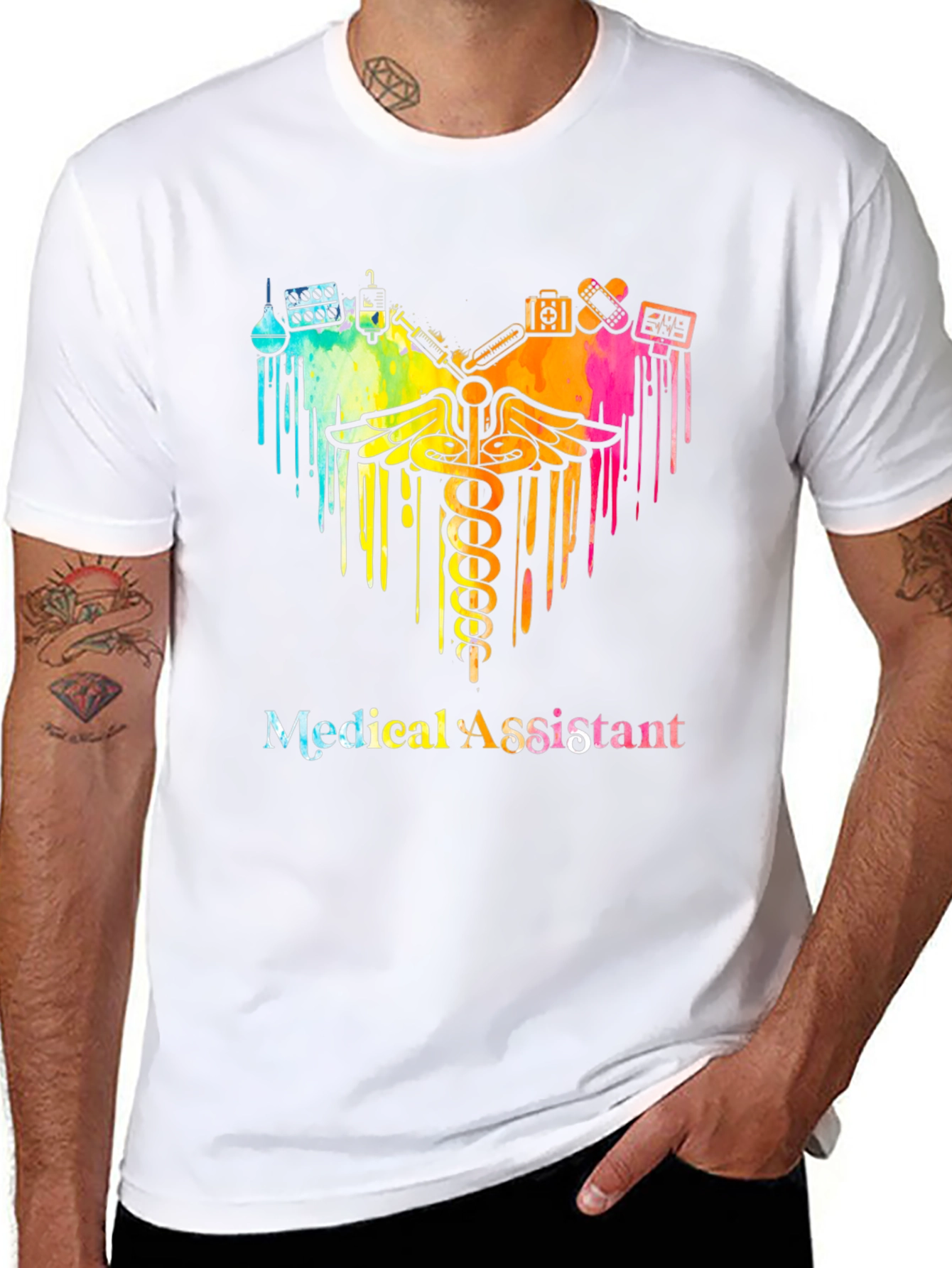 Medical Assistant Rainbow Graphic T-Shirt