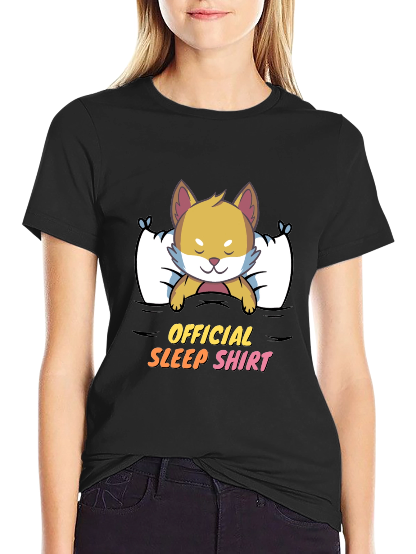 Cute Dog Official Sleep Shirt Black T-Shirt