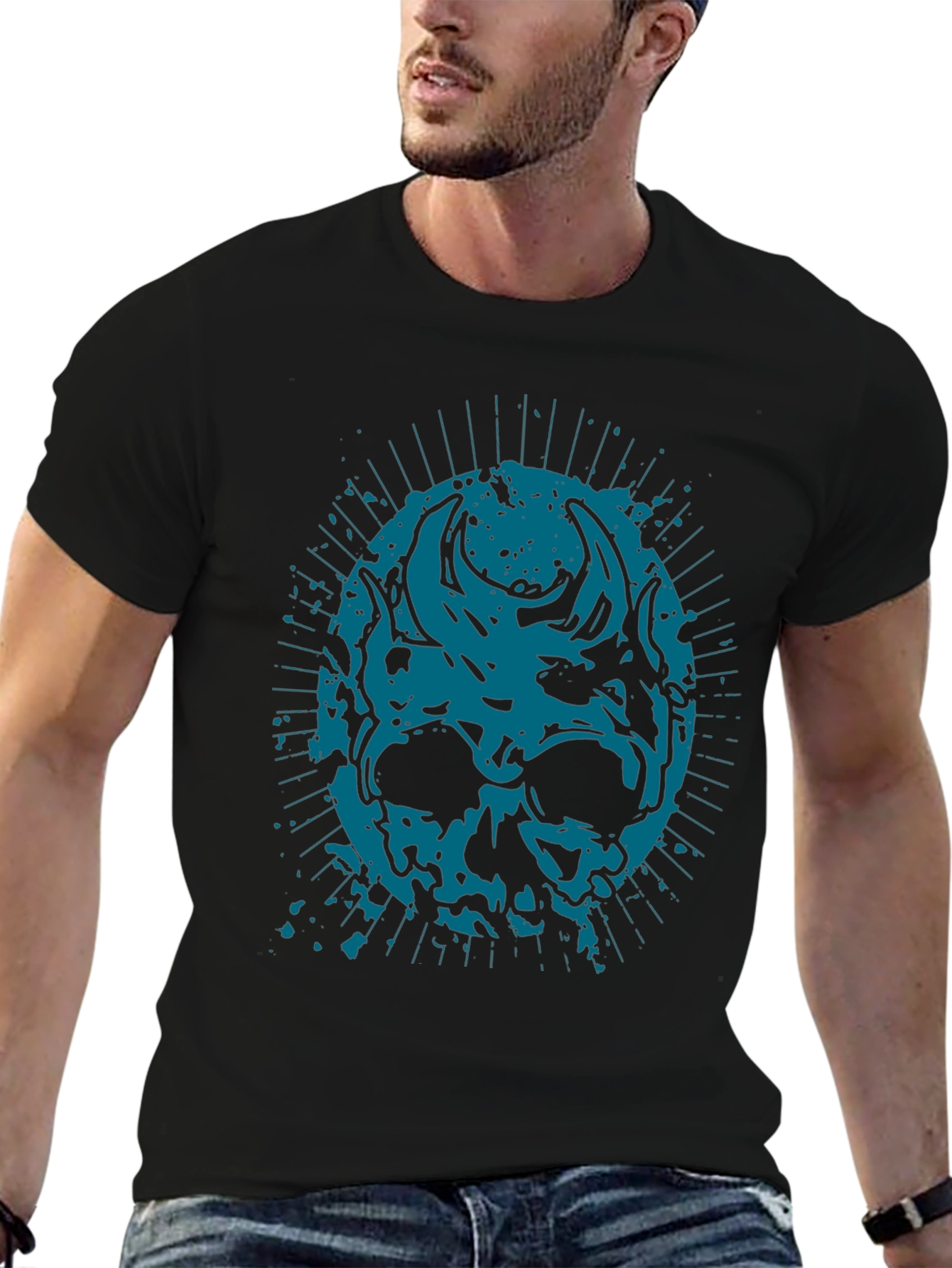 Skull Graphic Print Black T-Shirt