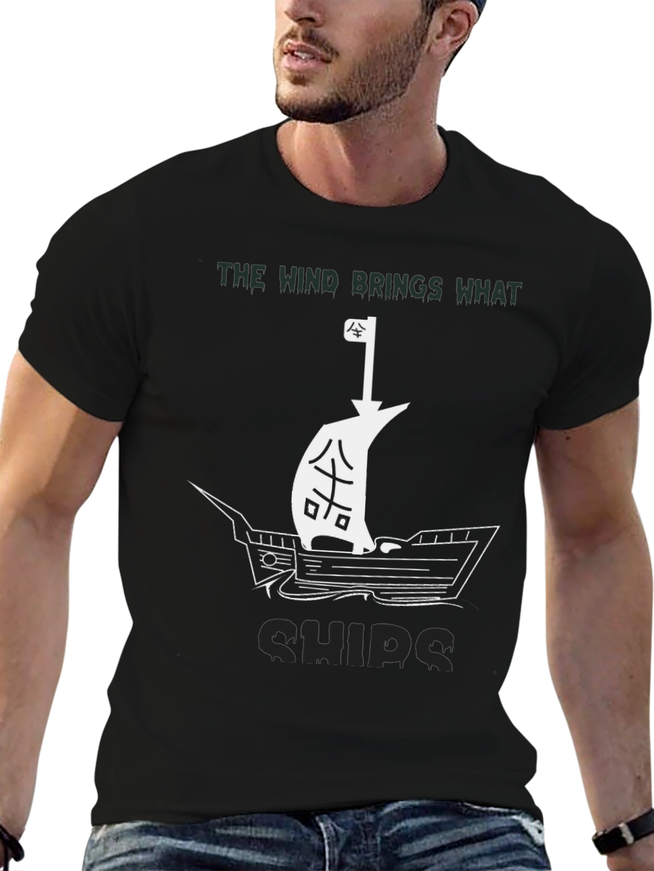 The Wind Brings Ships Black Graphic Tee