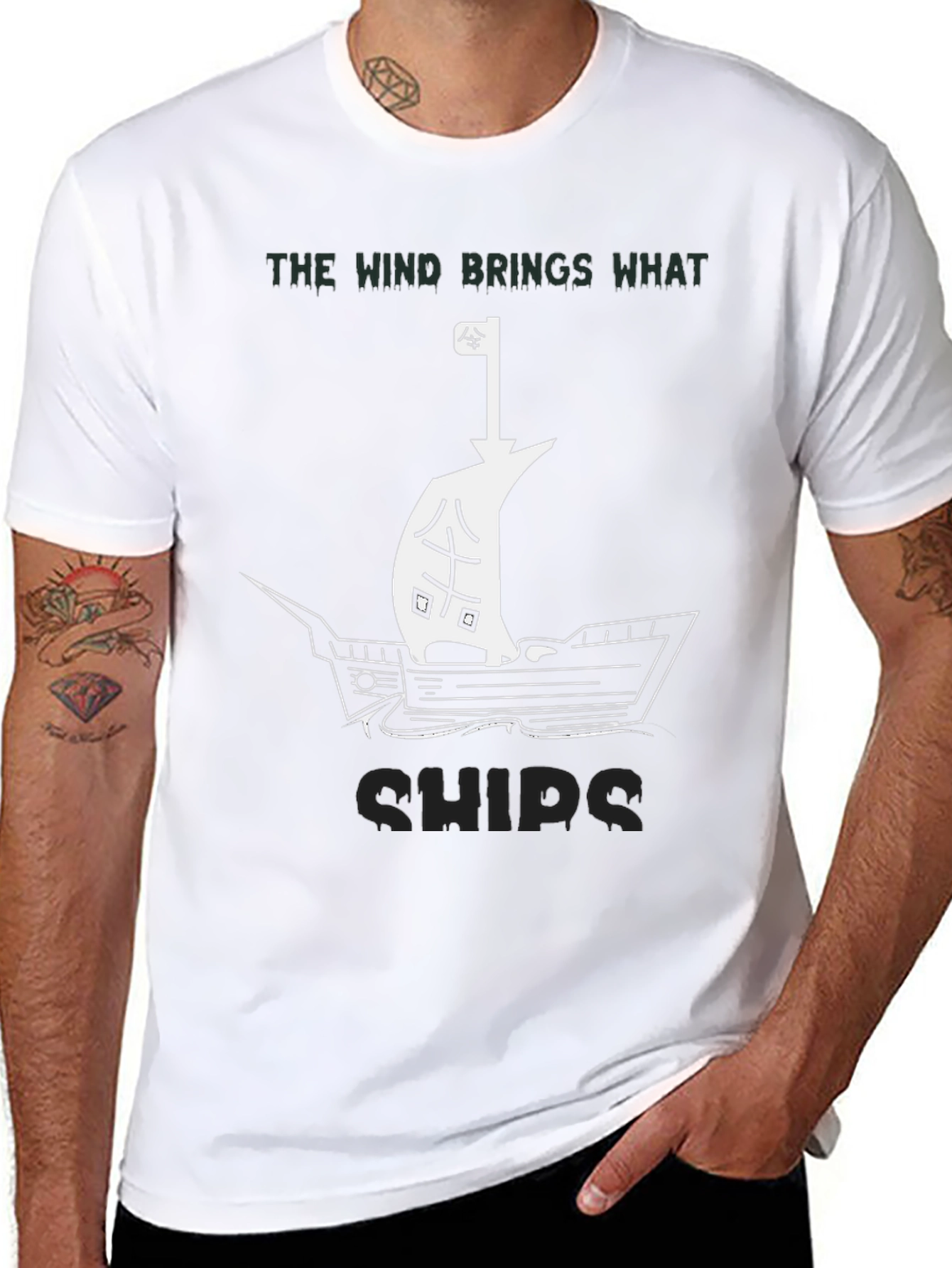 The Wind Brings Ships Black Graphic Tee