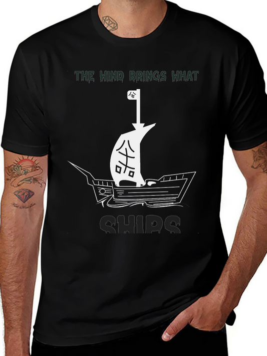 The Wind Brings Ships Black Graphic Tee
